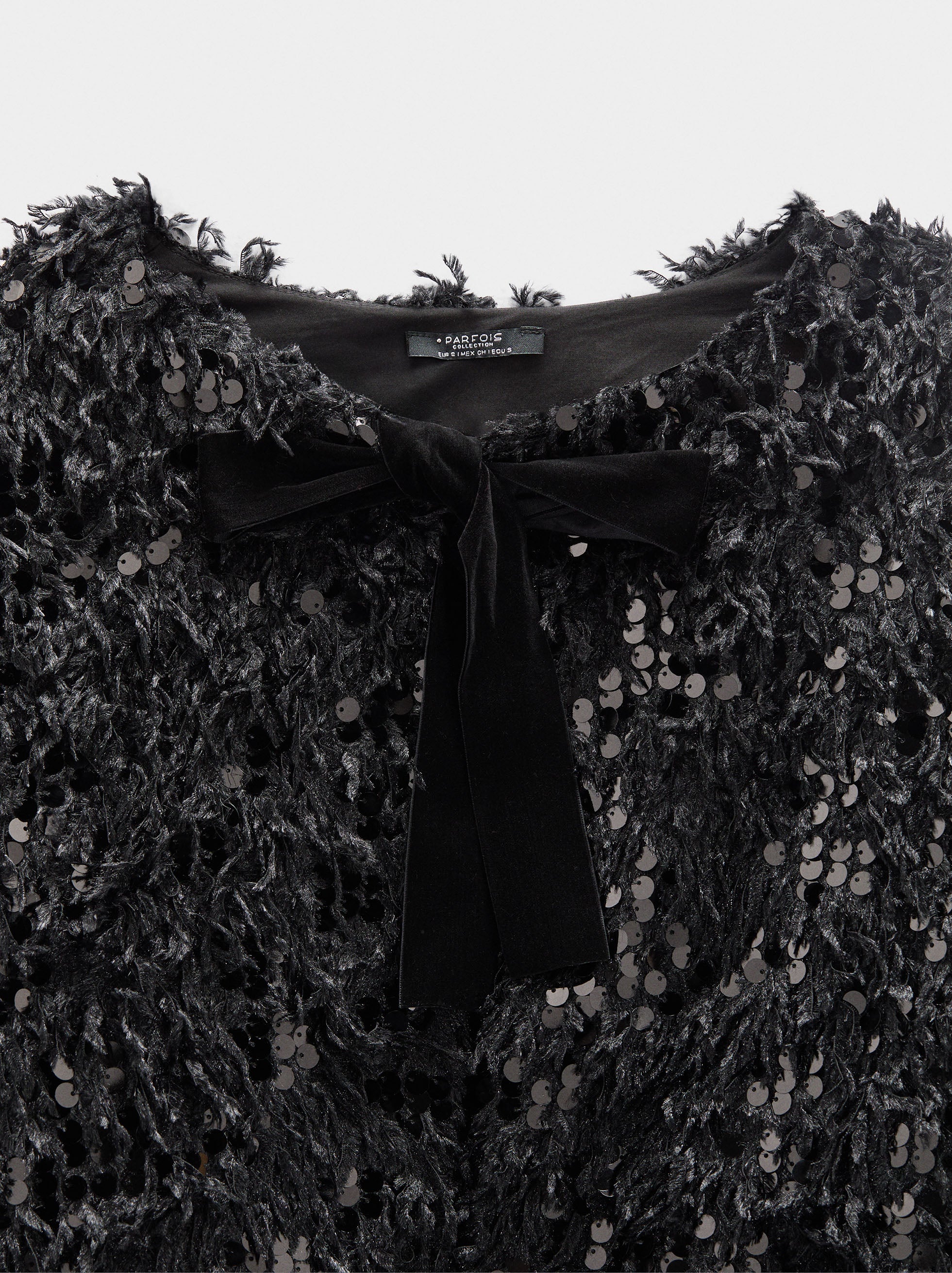 Cardigan Con Lentejuelas Y Lazo