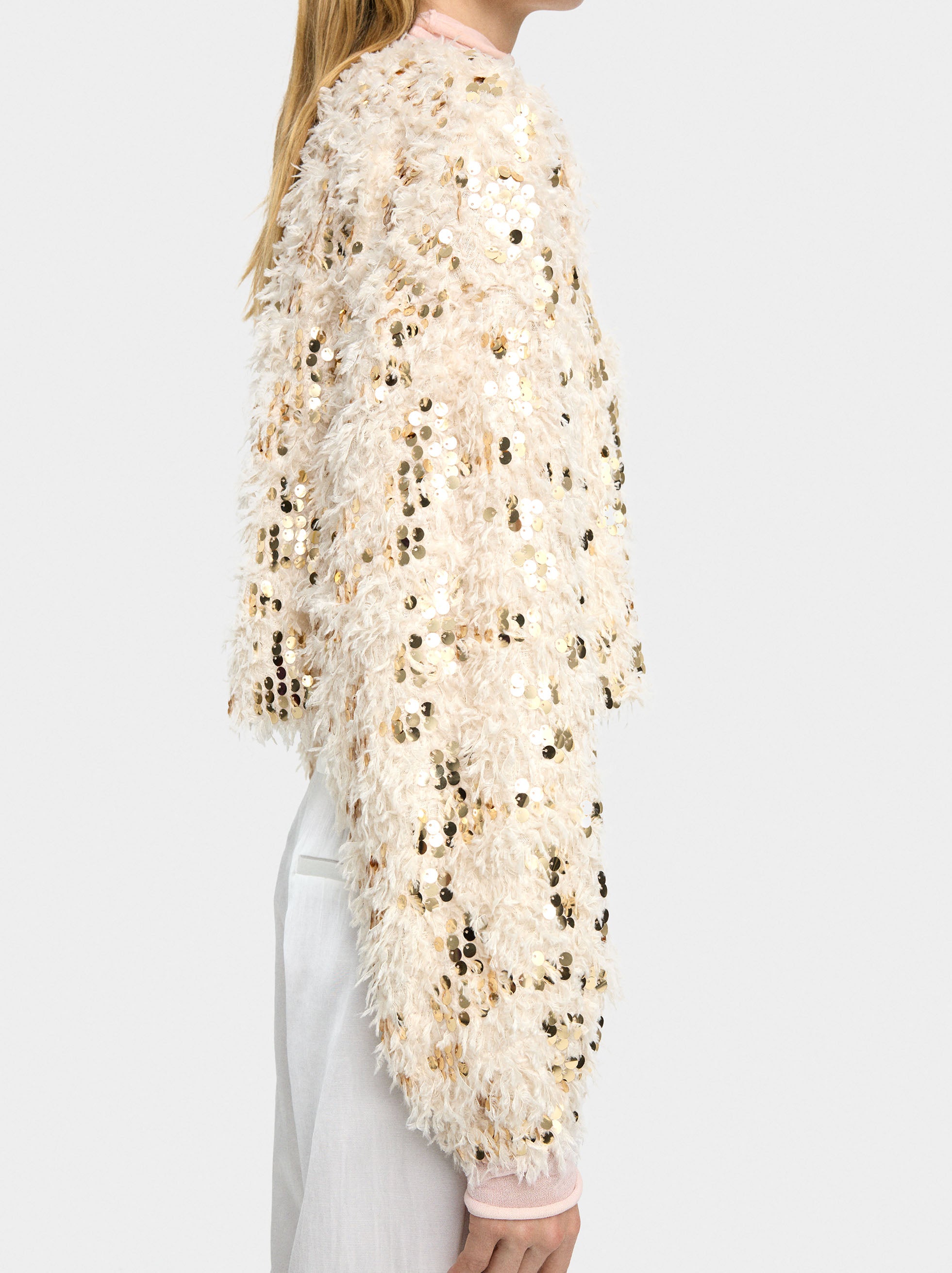 Cardigan Con Lentejuelas Y Lazo