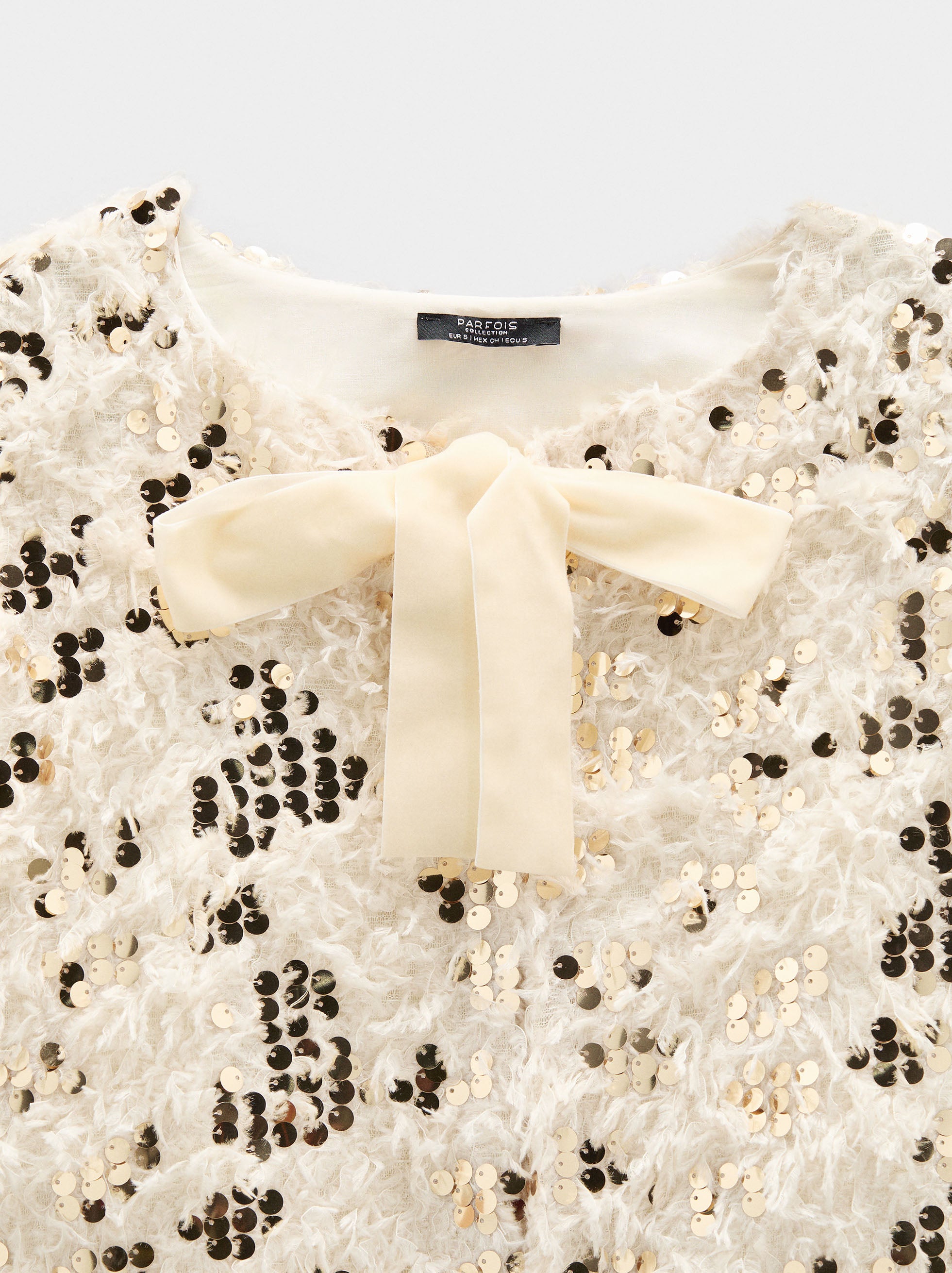 Cardigan Con Lentejuelas Y Lazo