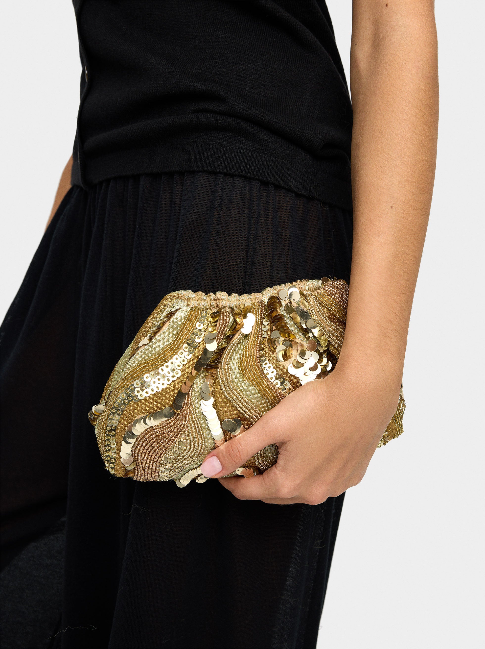Bolso De Fiesta Con Abalorios Y Lentejuelas