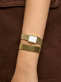 Set De Reloj Cuadrado Y Pulsera De Acero Inoxidable