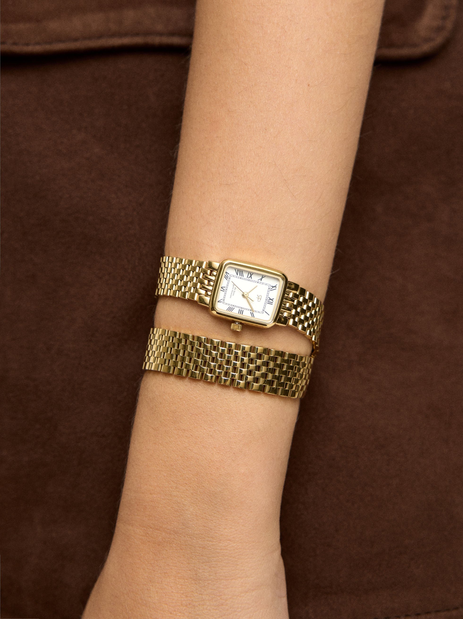 Set De Reloj Cuadrado Y Pulsera De Acero Inoxidable