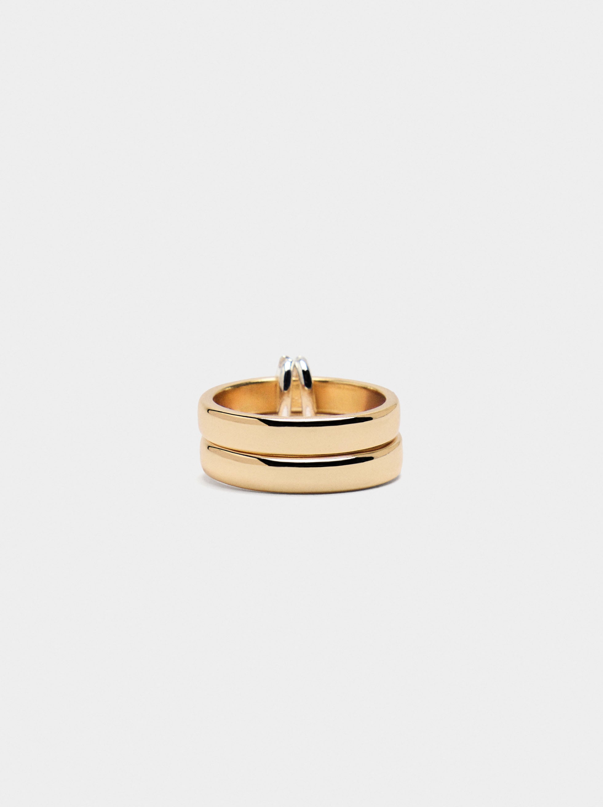 Anillo Doble Bicolor Con Aros