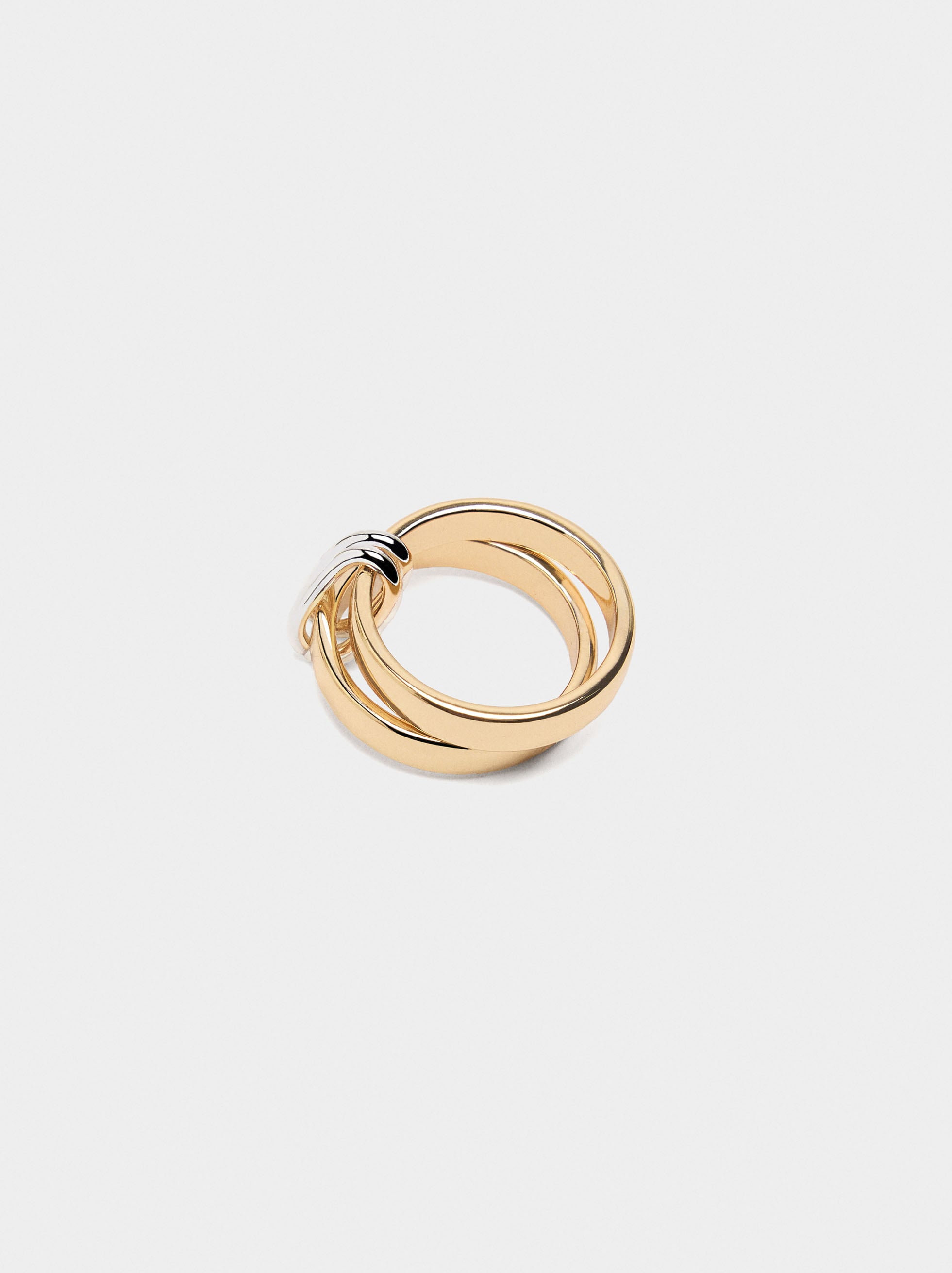Anillo Doble Bicolor Con Aros