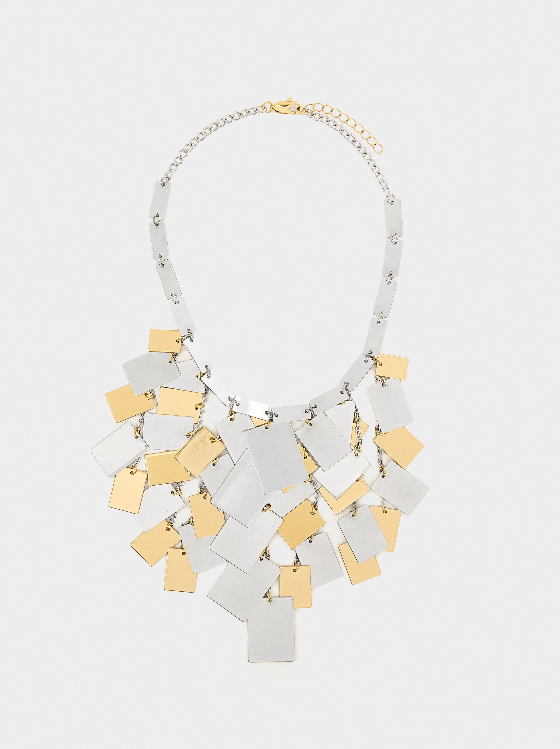 Collar Largo Bicolor Multicuadrados