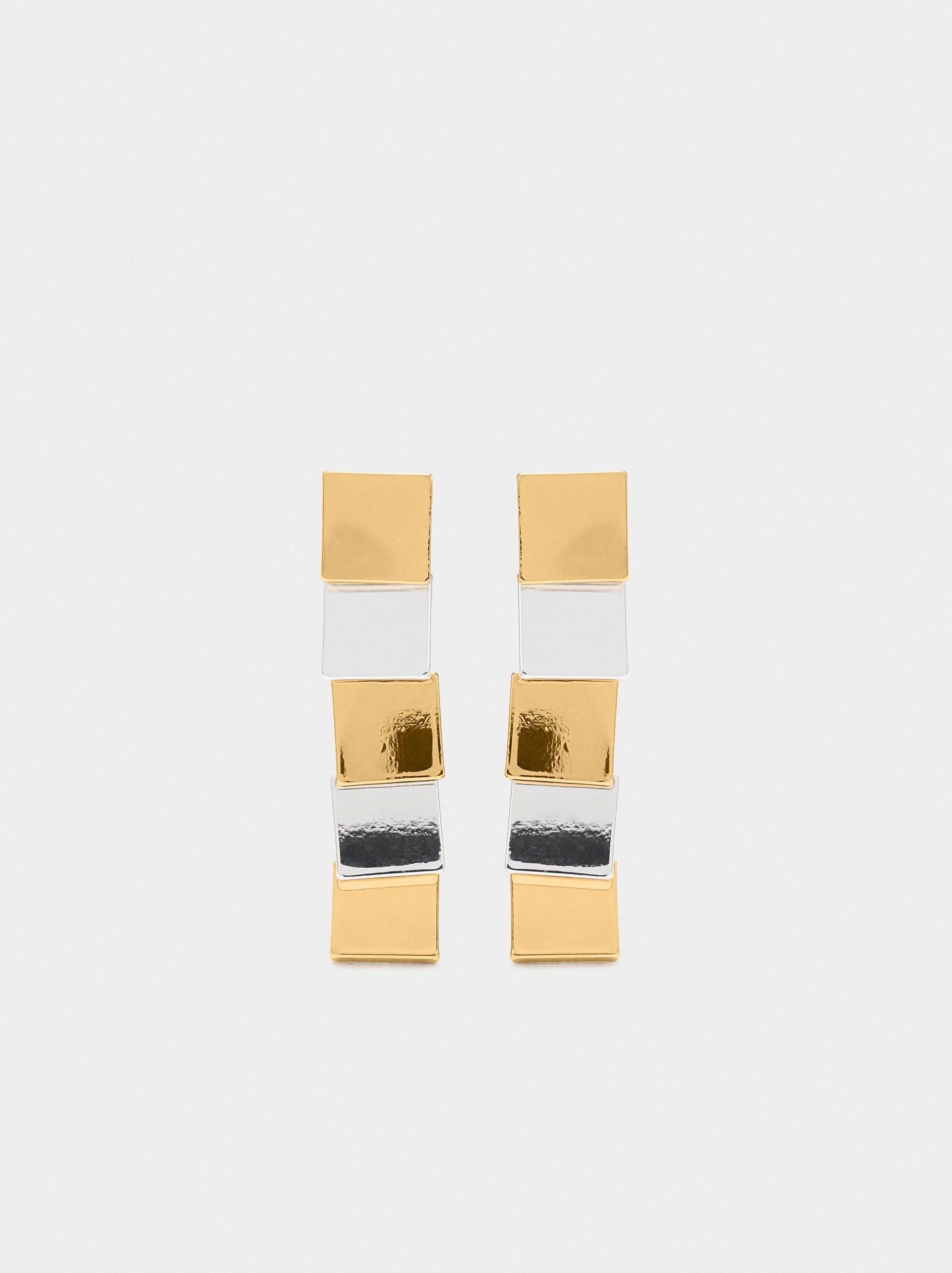 Pendientes Largos Bicolor Cuadrados