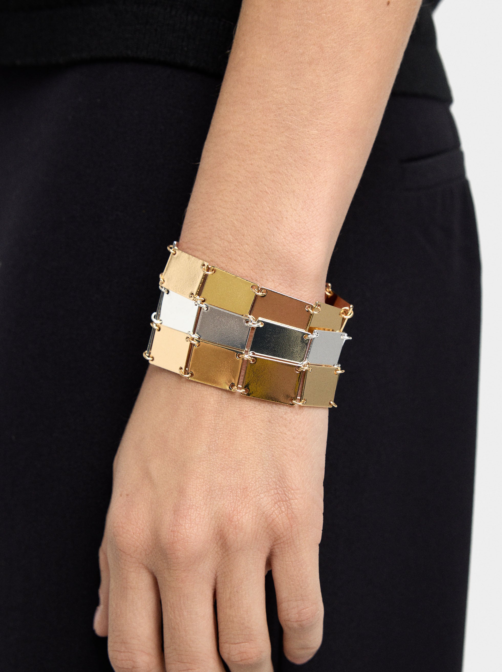 Pulsera Bicolor De Rectángulos