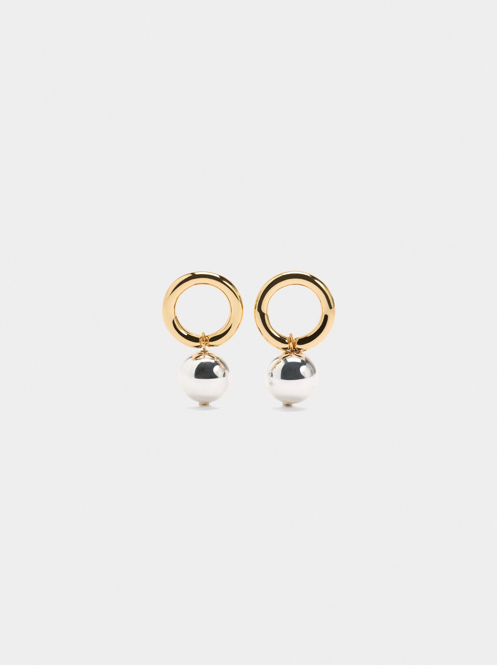 Pendientes De Aro Con Esferas Bicolor