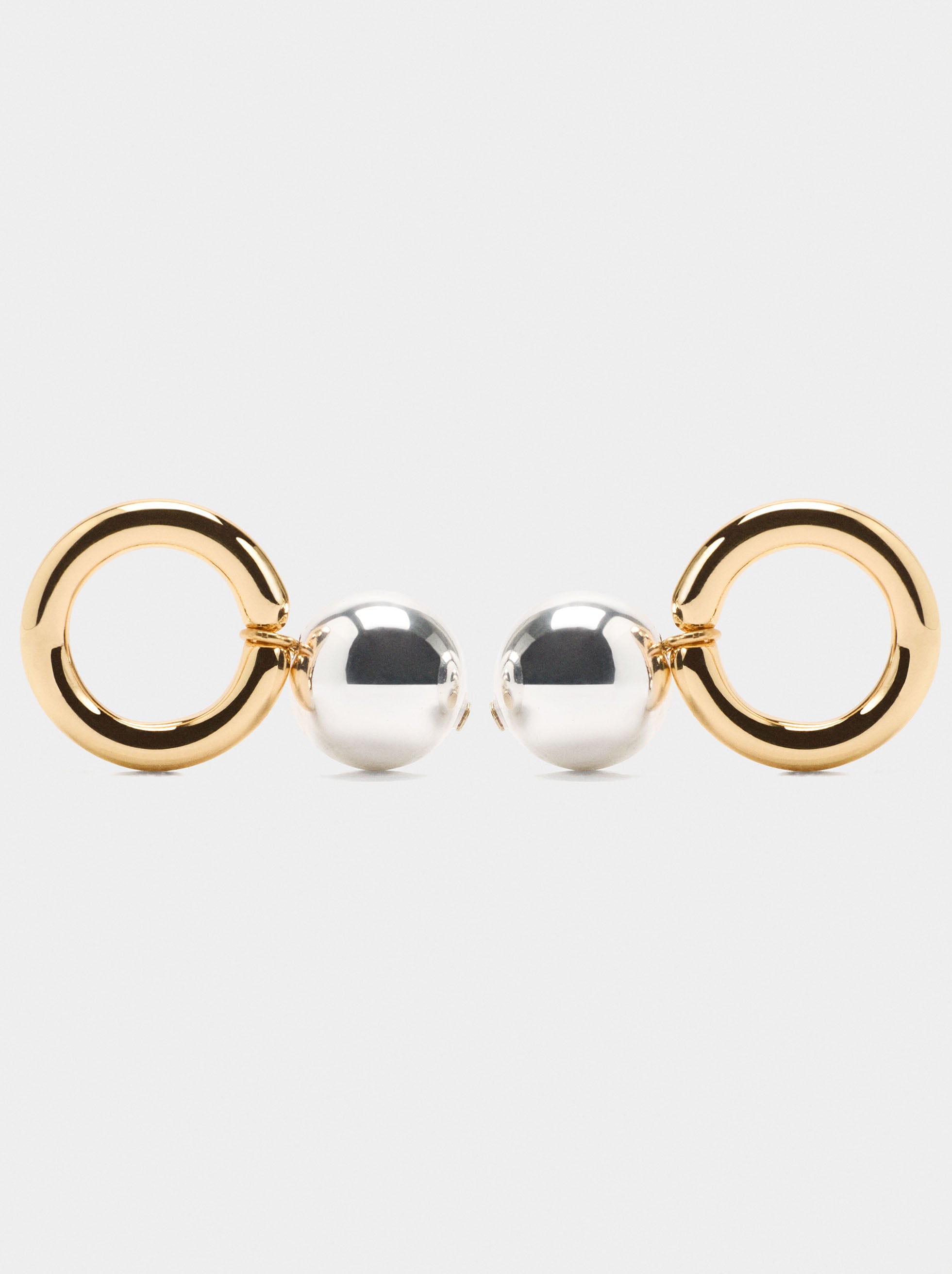 Pendientes De Aro Con Esferas Bicolor