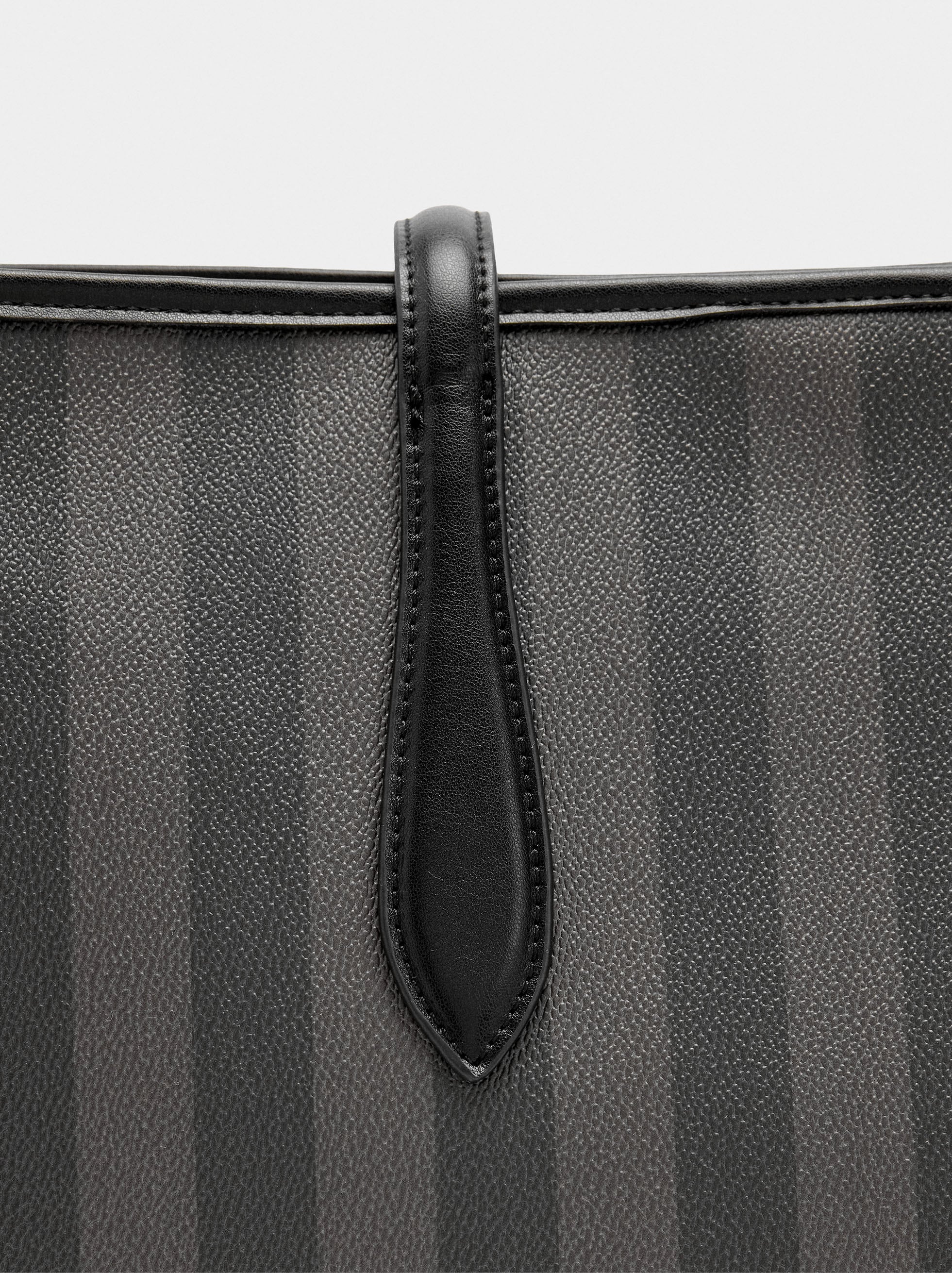 Bolso Shopper A Rayas Con Bolsa Extraíble