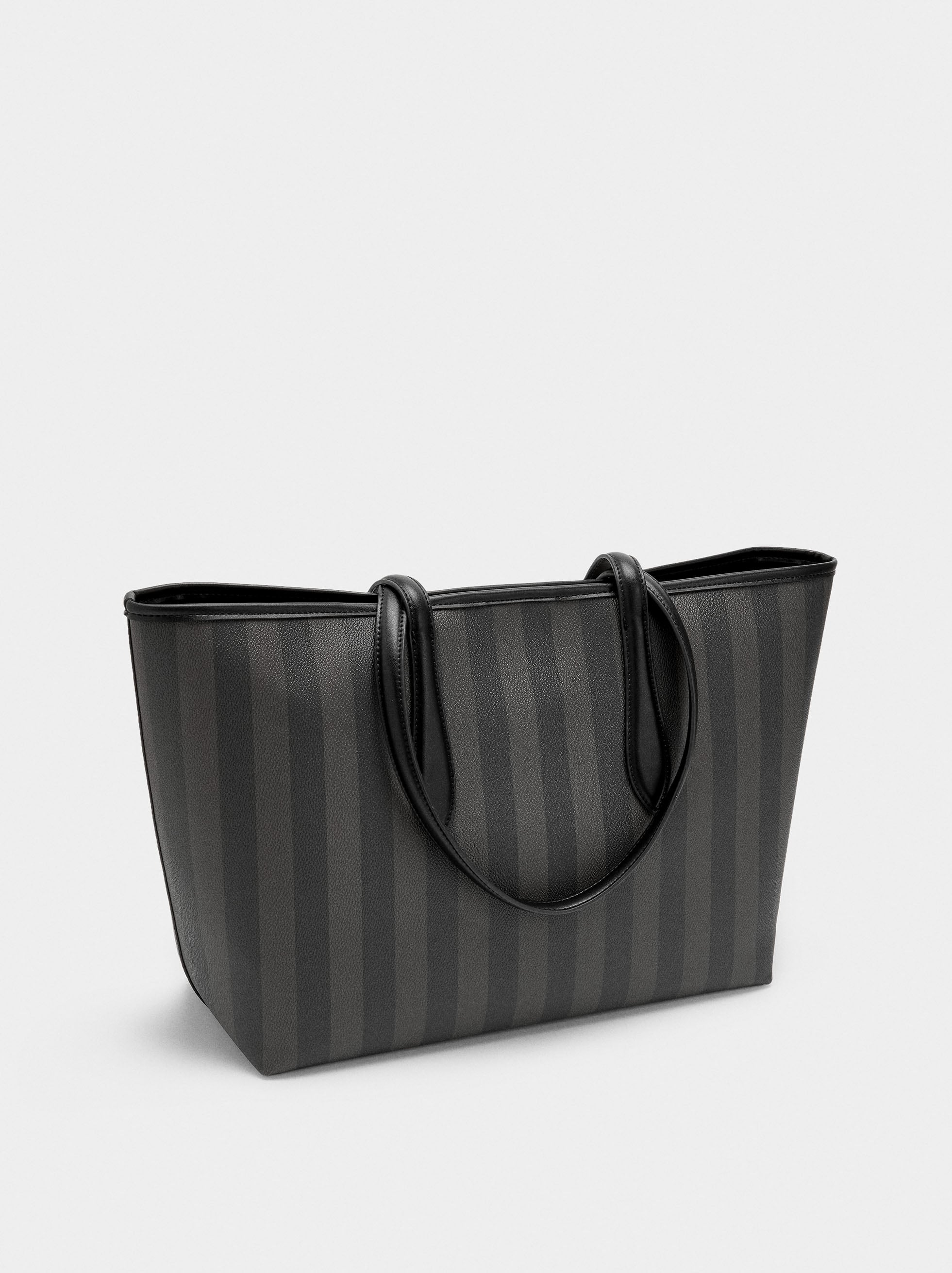 Bolso Shopper A Rayas Con Bolsa Extraíble