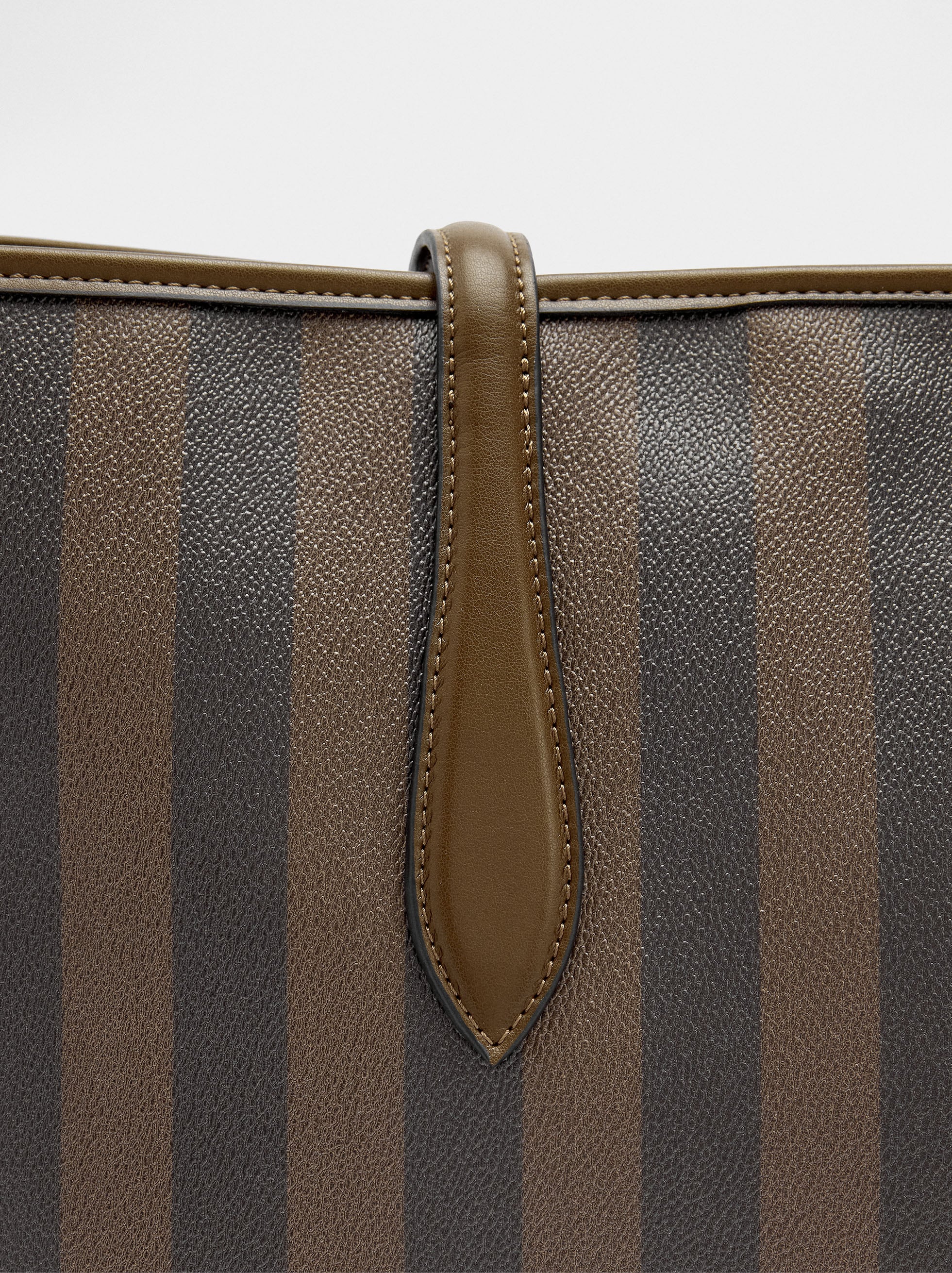 Bolso Shopper A Rayas Con Bolsa Extraíble