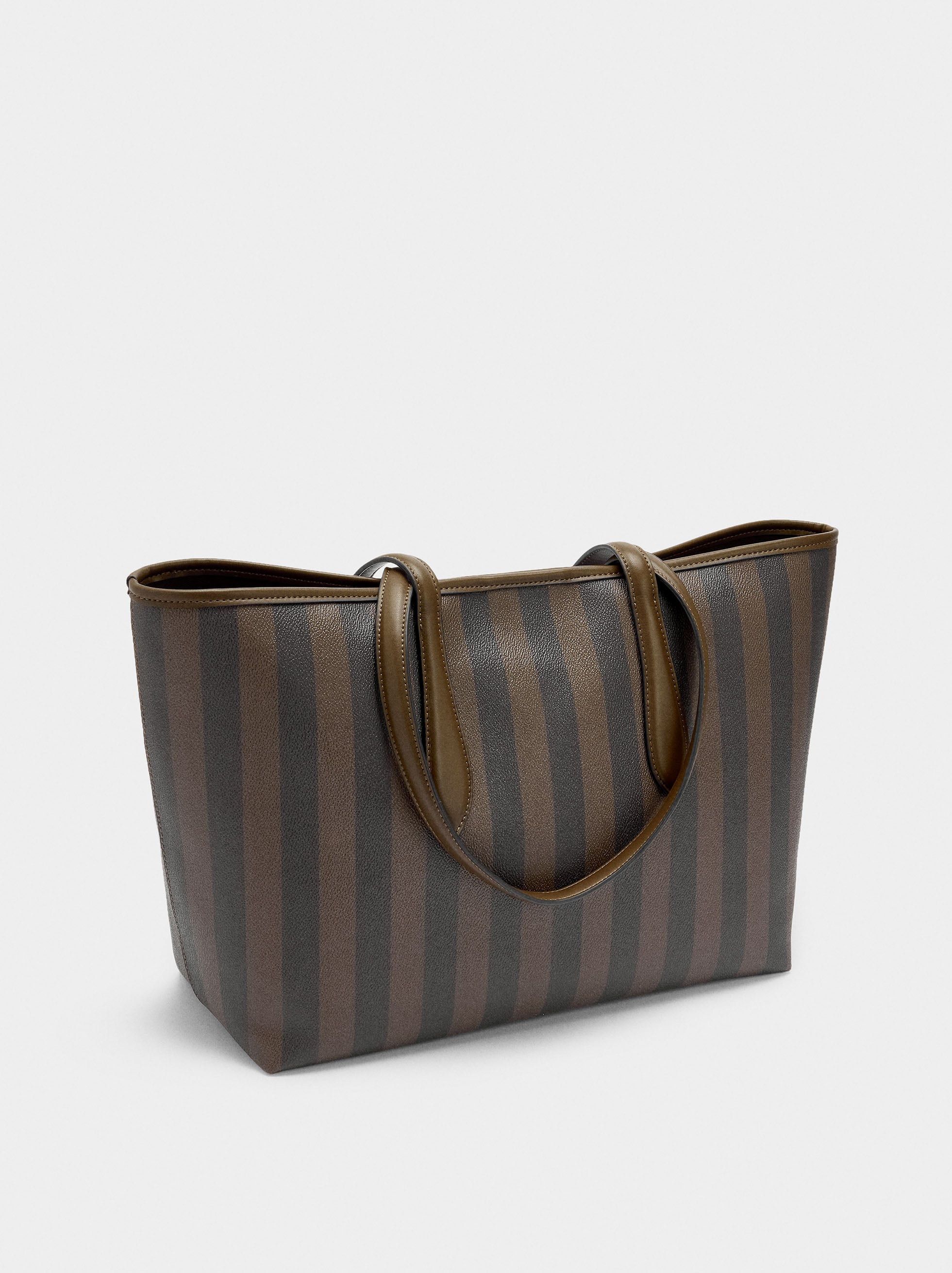 Bolso Shopper A Rayas Con Bolsa Extraíble