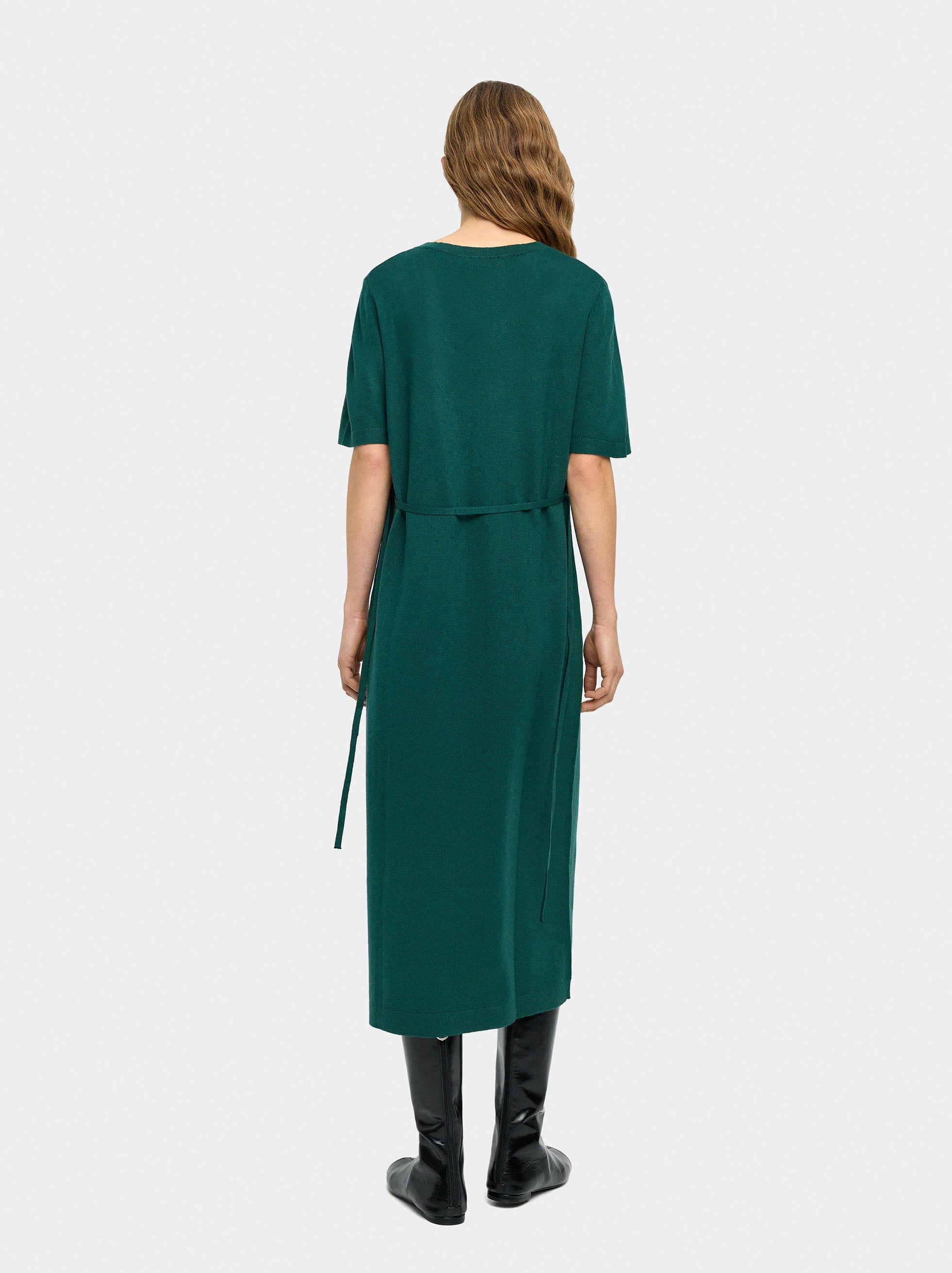 Vestido Midi De Punto Con Tira