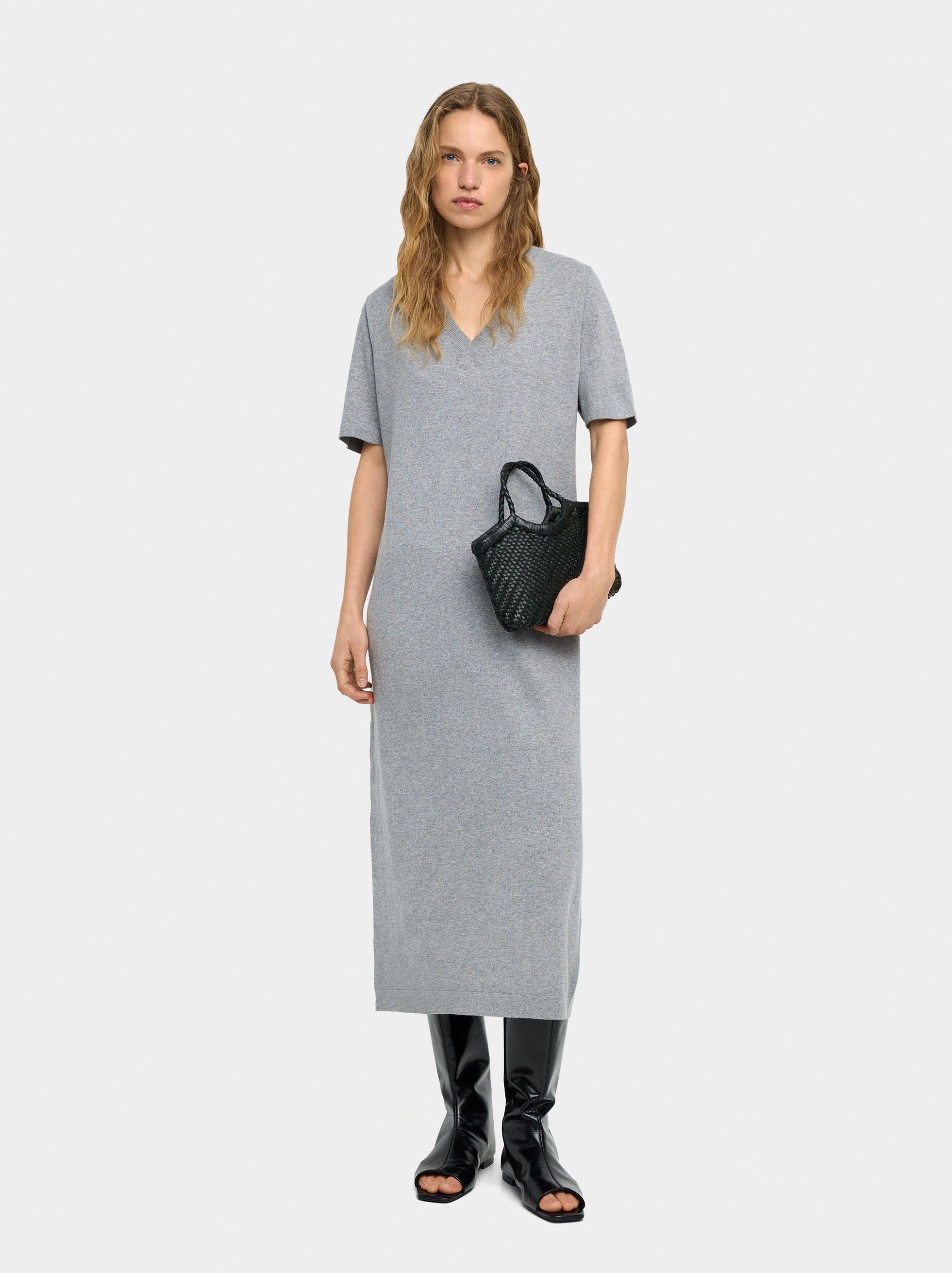 Vestido Midi De Punto Con Tira