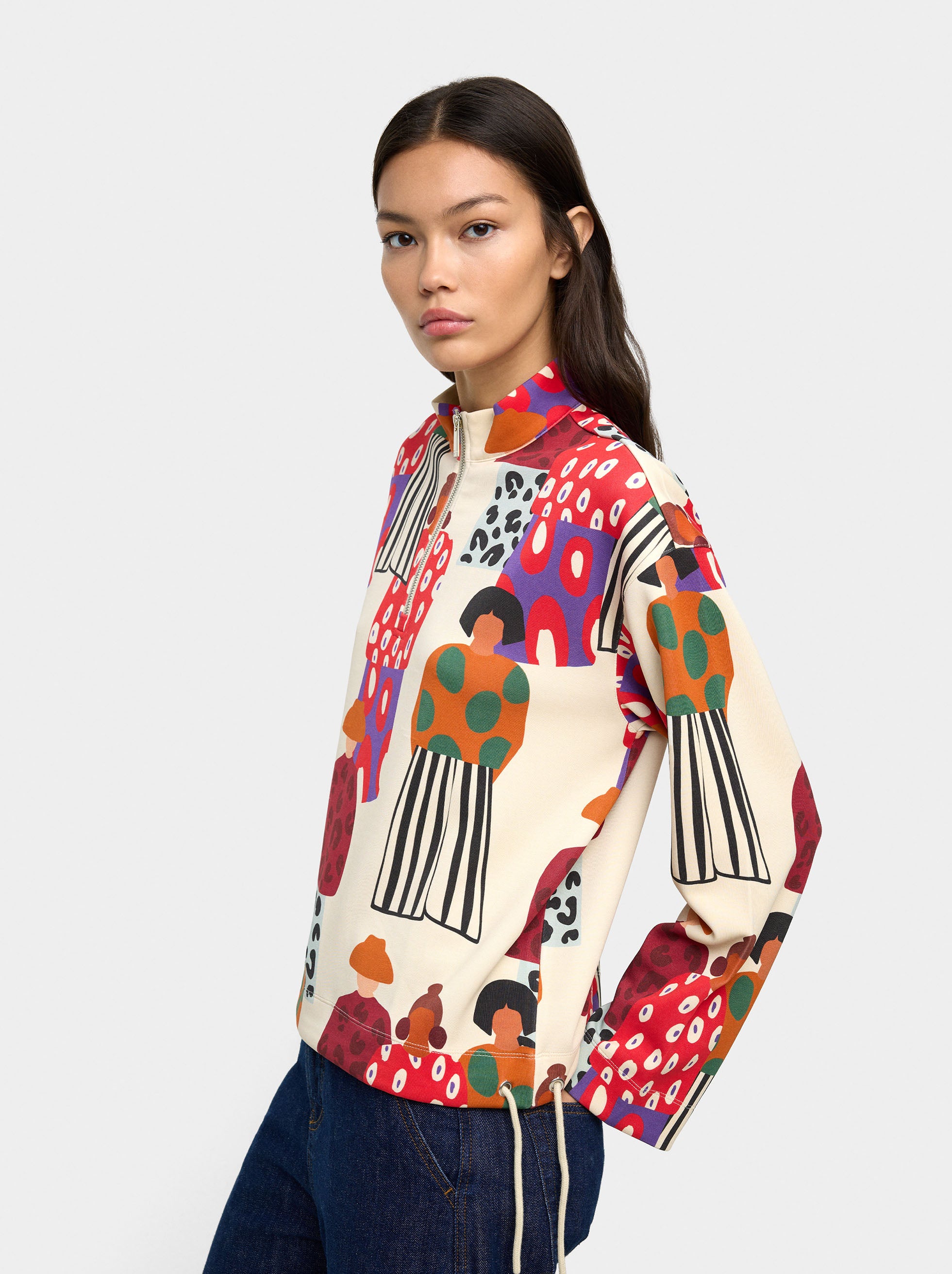 Sudadera Estampada Con Cremallera