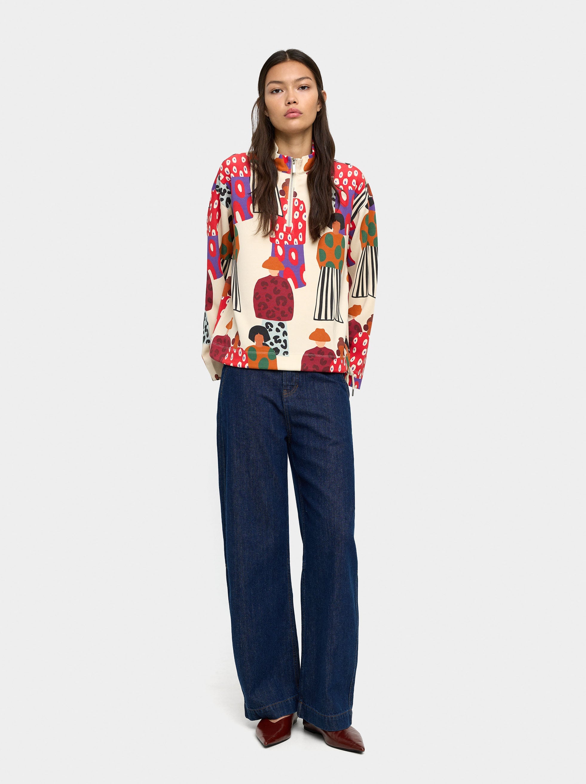 Sudadera Estampada Con Cremallera