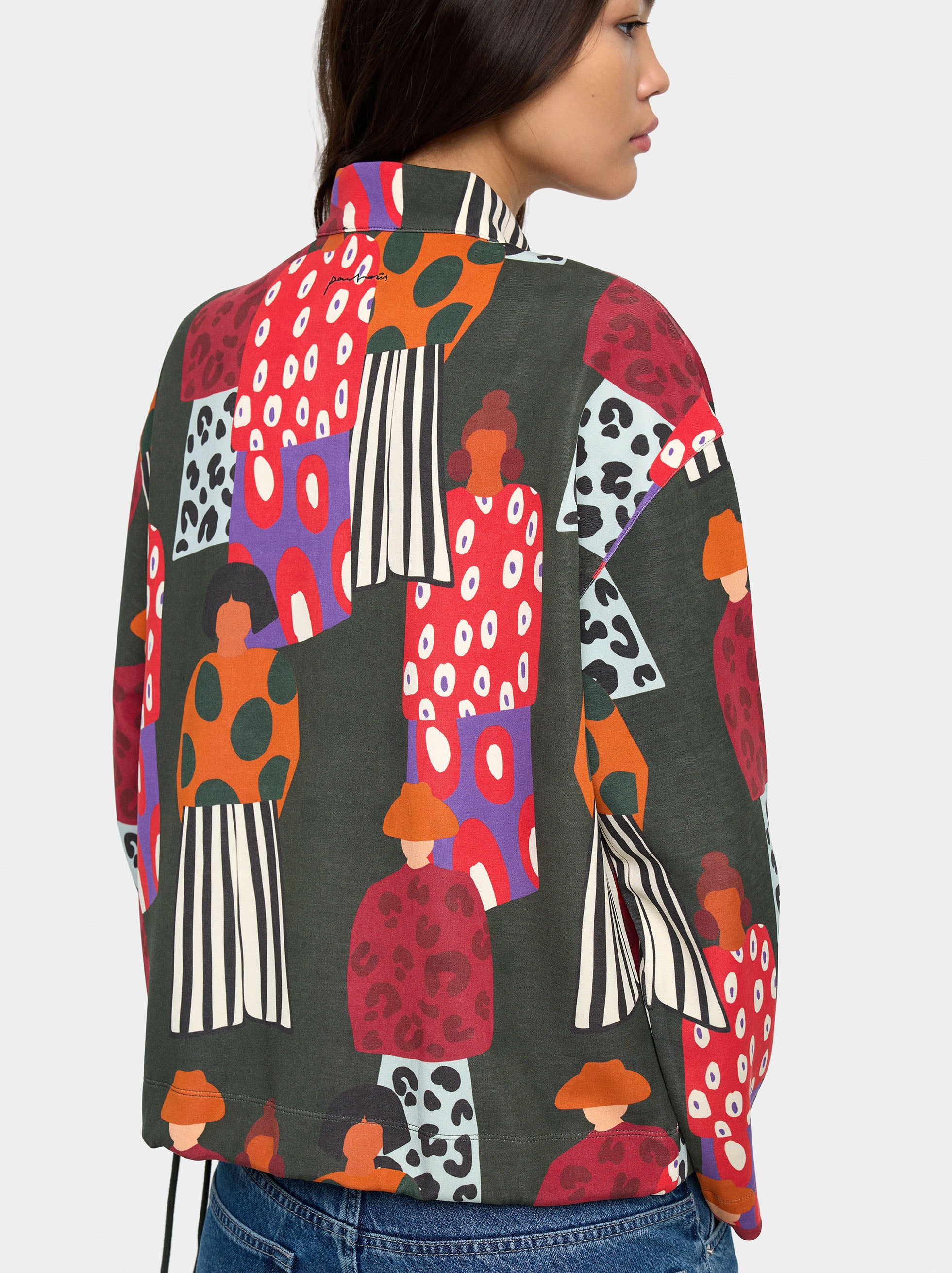 Sudadera Estampada Con Cremallera