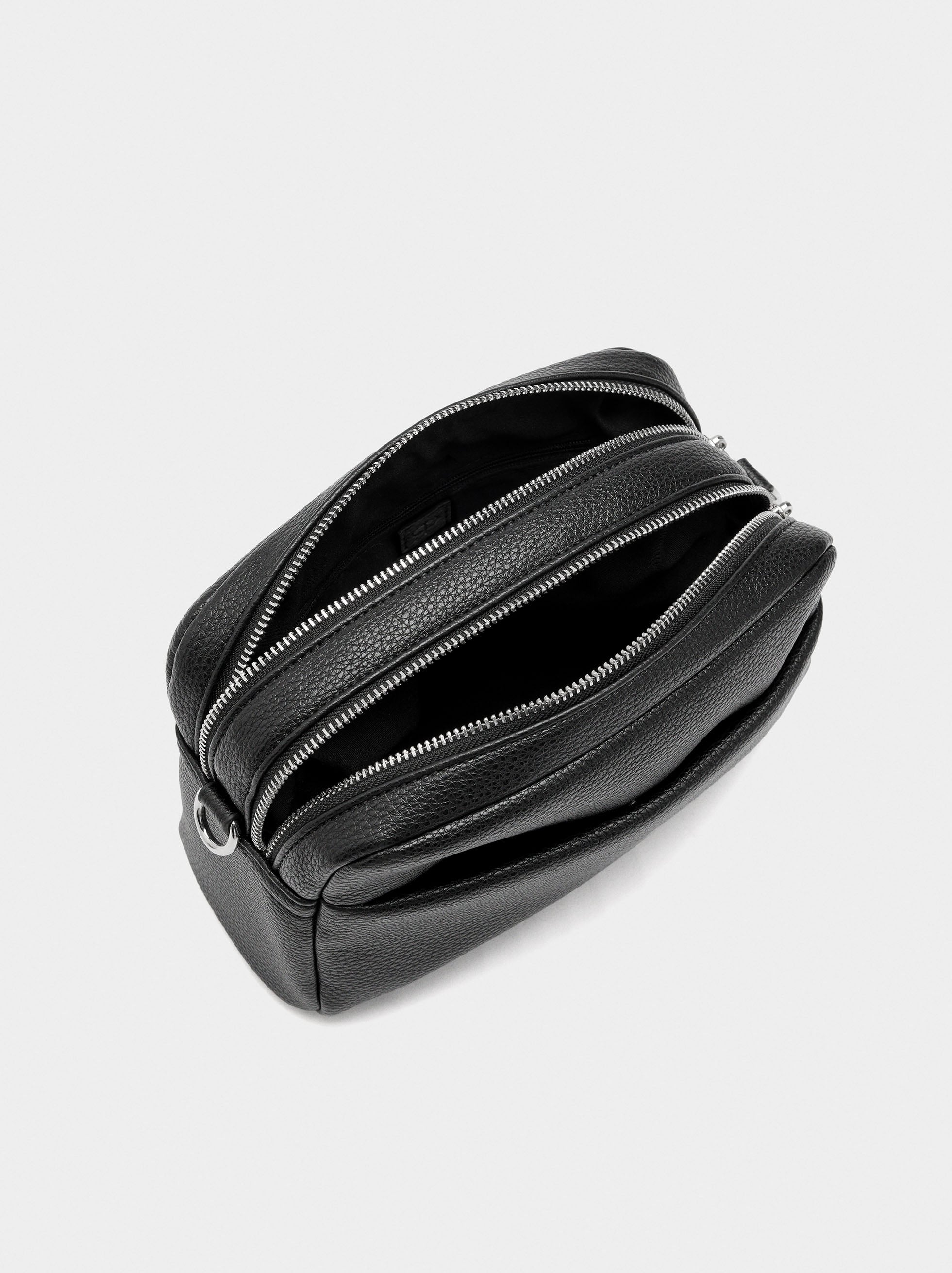 Bolso Bandolera Cierre Doble Y Colgante