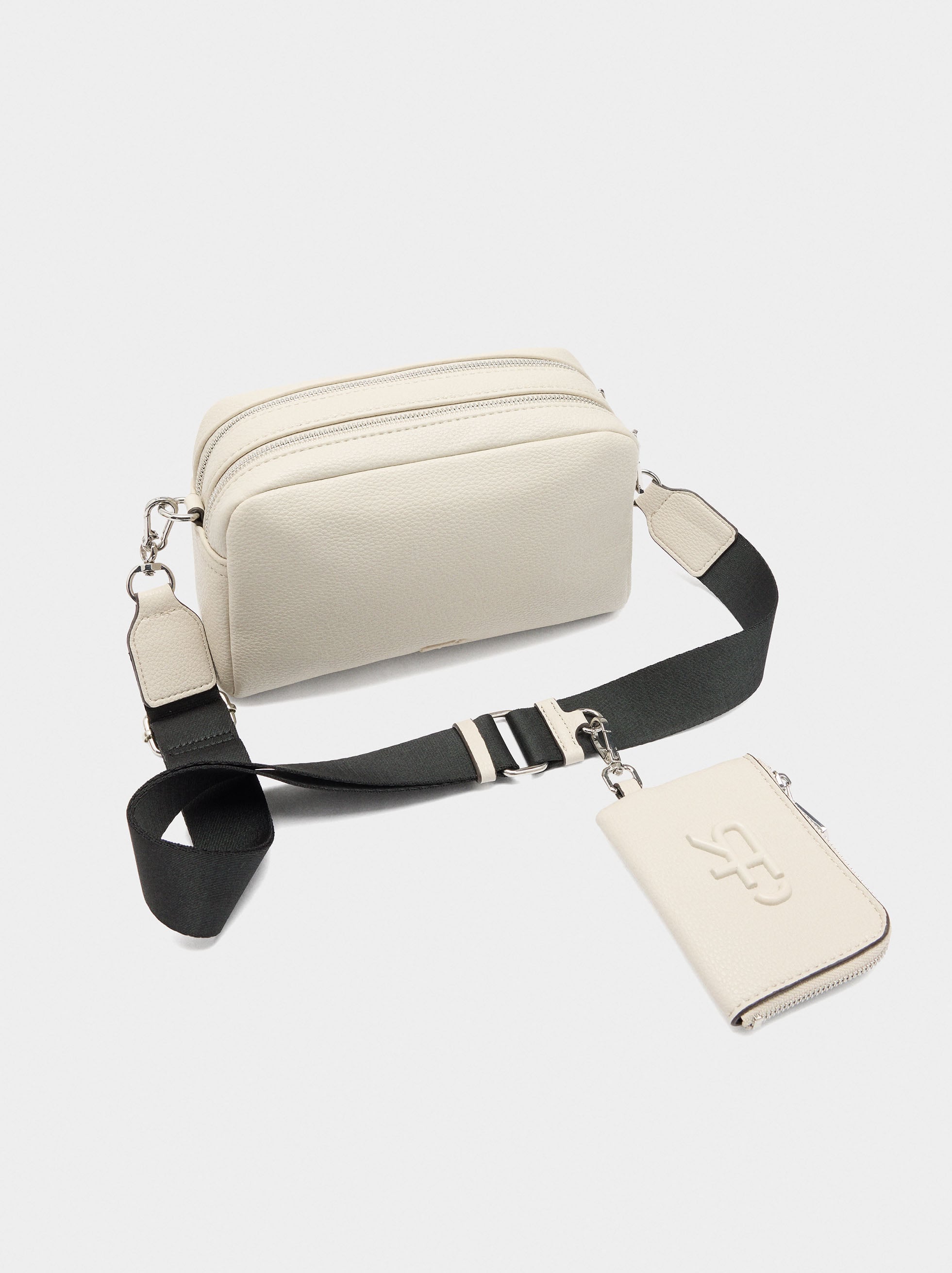 Bolso Bandolera Cierre Doble Y Colgante