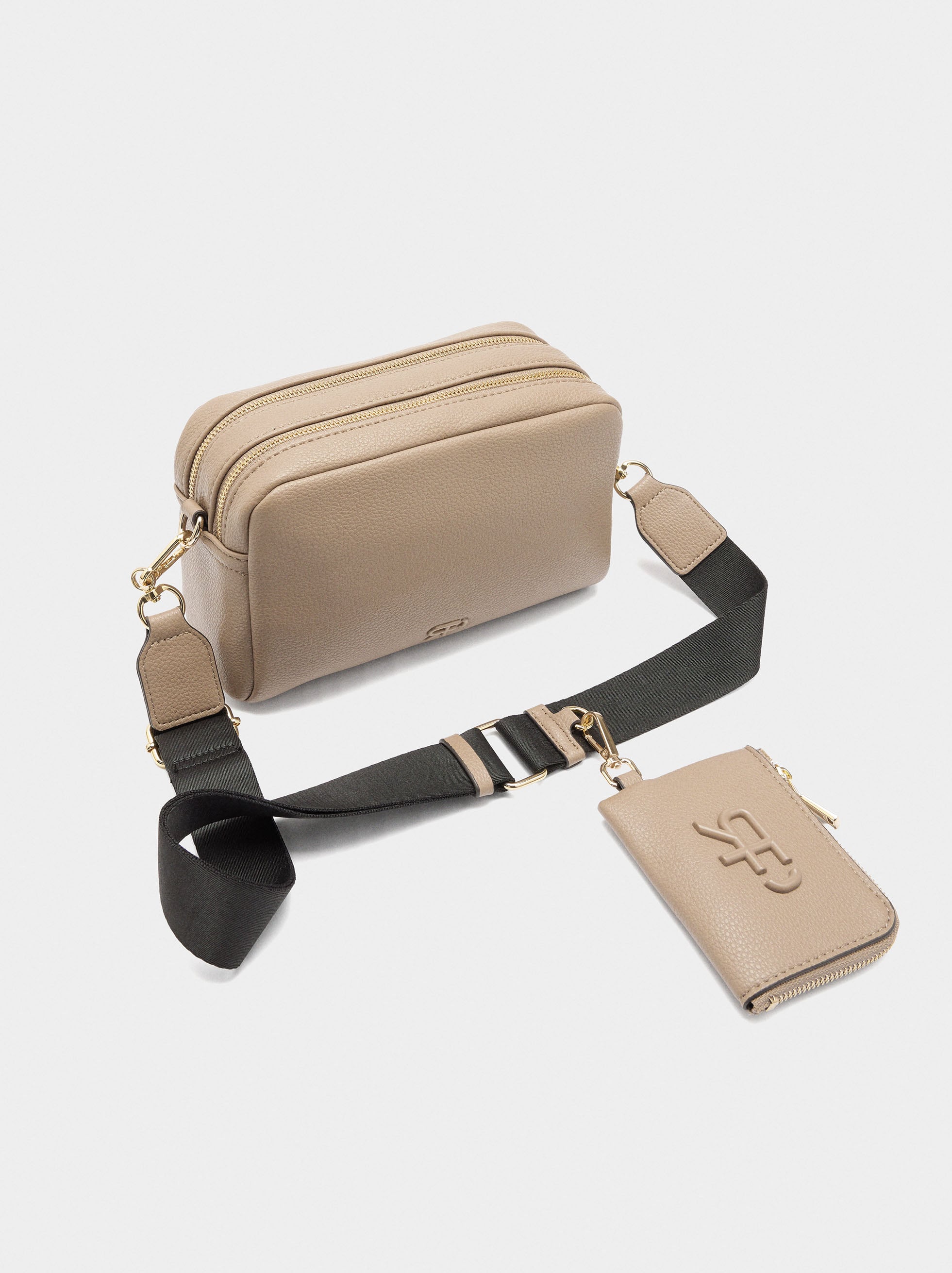 Bolso Bandolera Cierre Doble Y Colgante