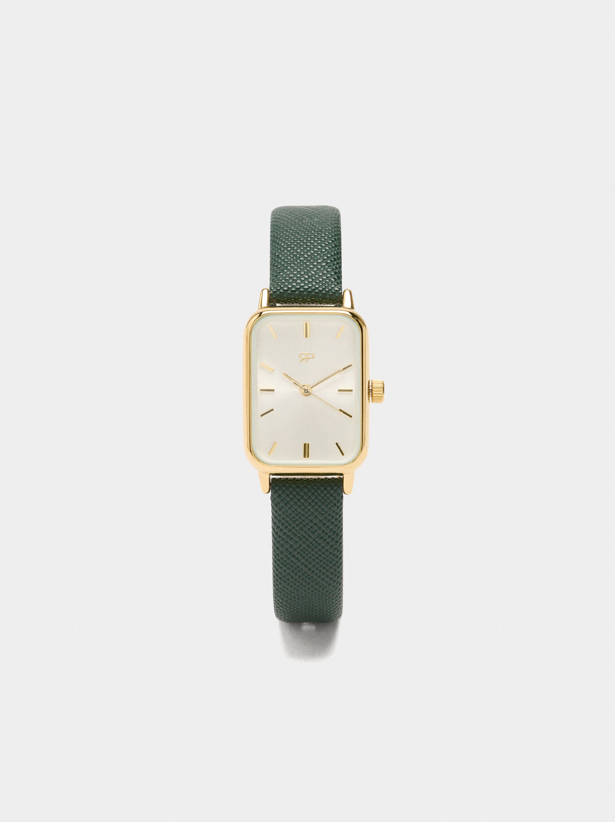 Reloj Rectangular Con Pulsera Con Textura