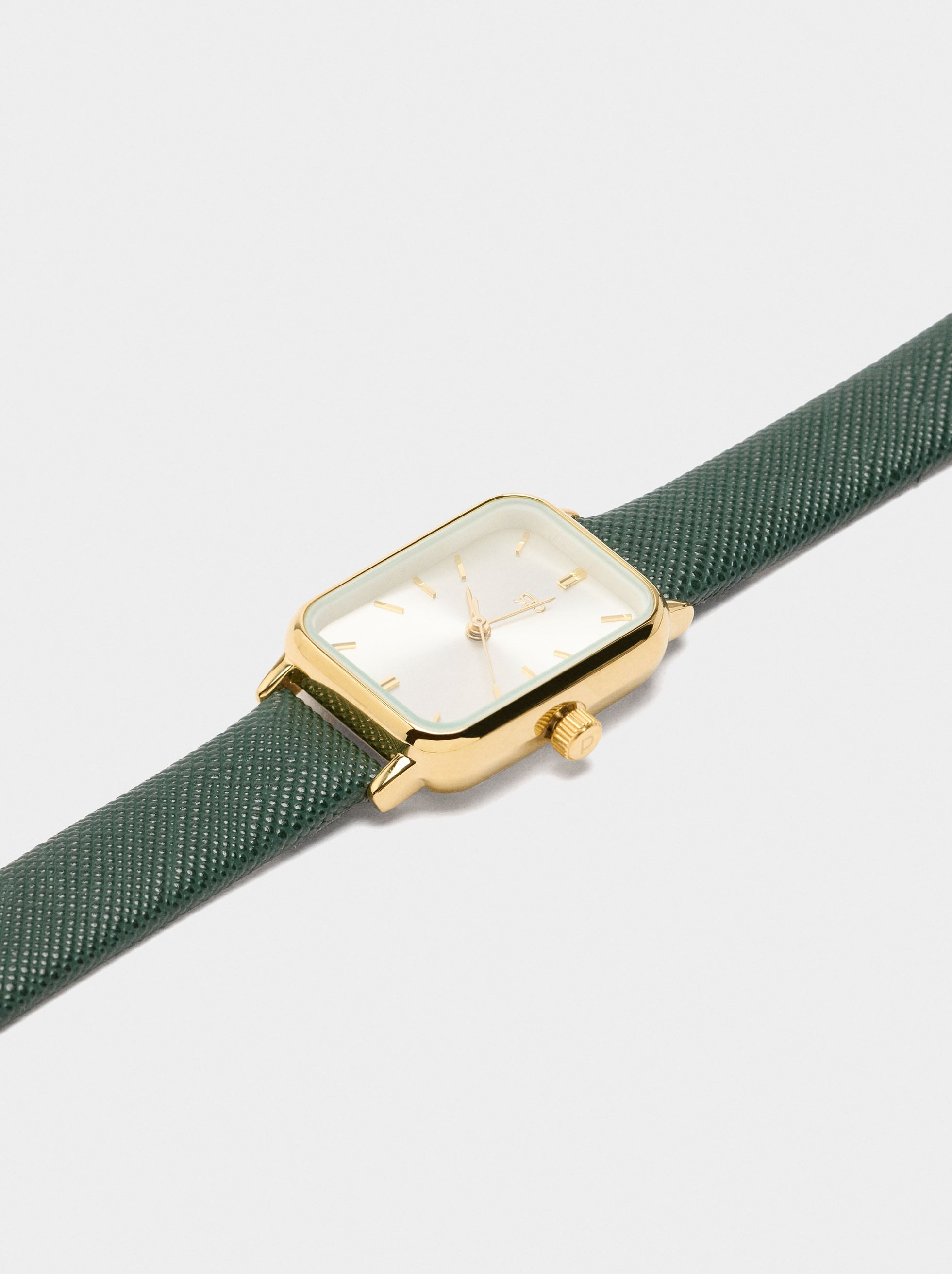 Reloj Rectangular Con Pulsera Con Textura