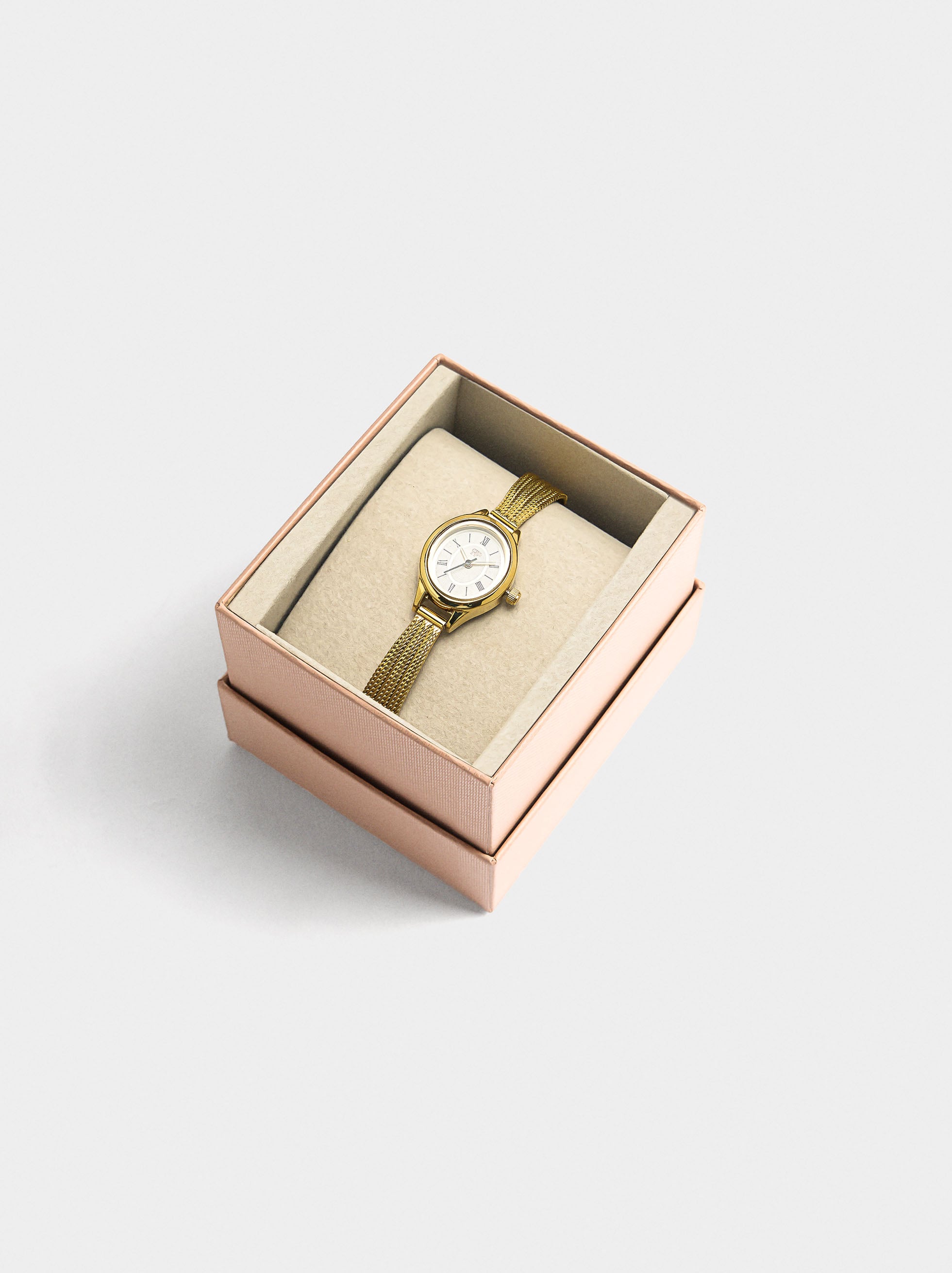 Reloj Ovalado Con Pulsera Malla Metálica Acero Inoxidable