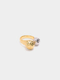 Anillo Con Esferas Irregulares Bicolor - Baño De Oro 18k