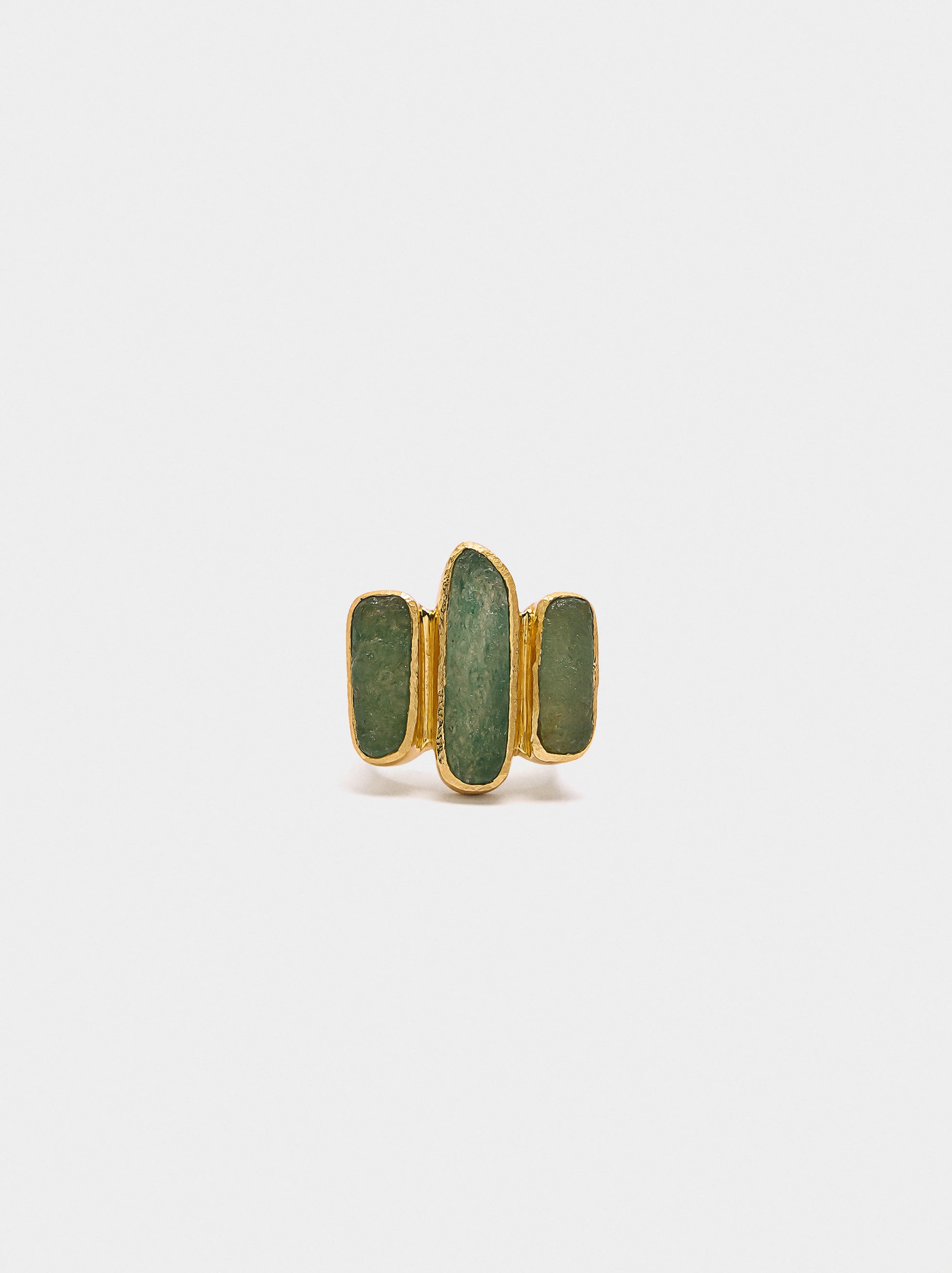 Anillo Con Barras De Piedra - Baño De Oro 18k