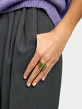 Anillo Con Barras De Piedra - Baño De Oro 18k