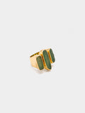 Anillo Con Barras De Piedra - Baño De Oro 18k