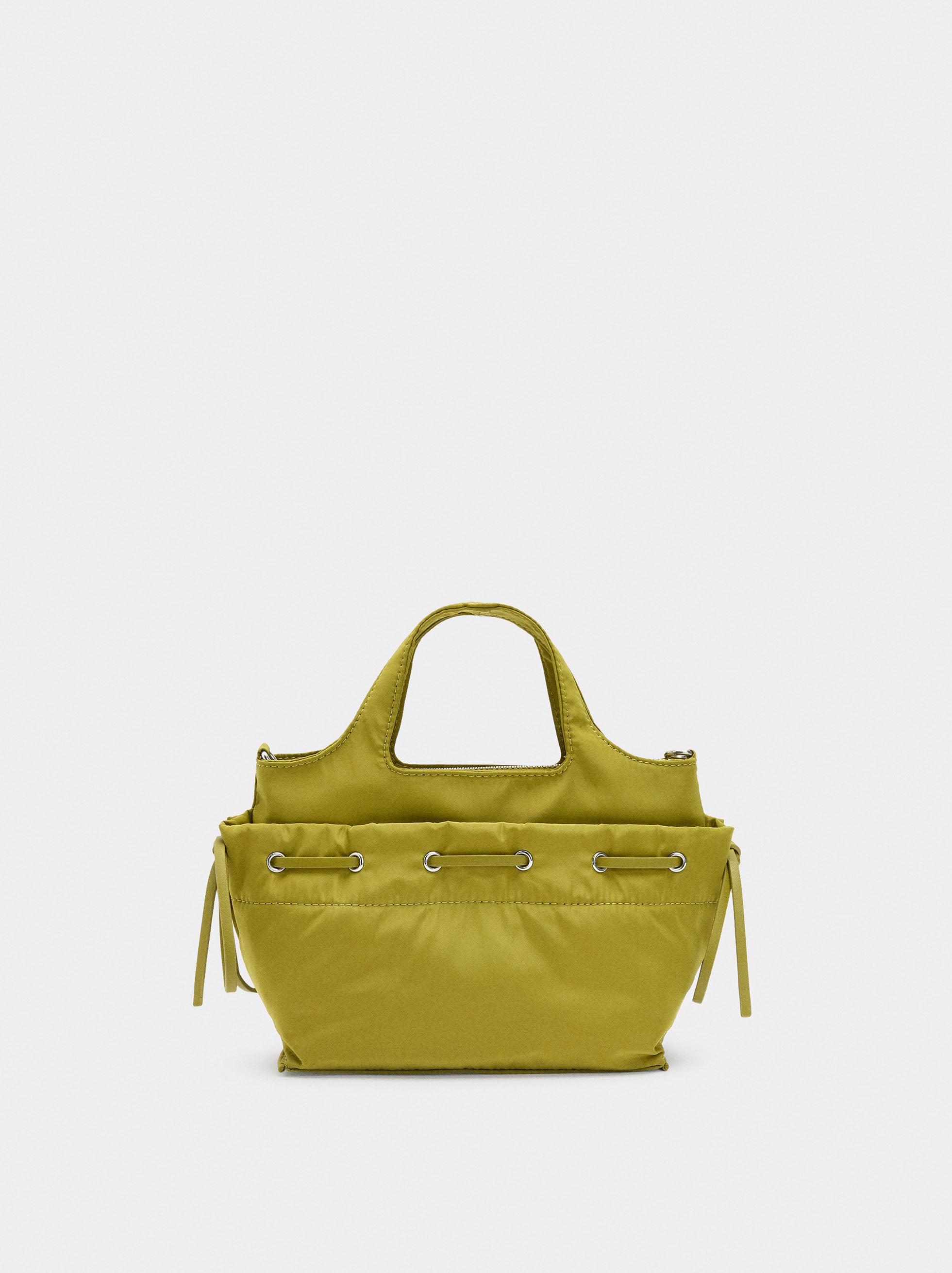 Bolso Tote De Nylon Con Cordones