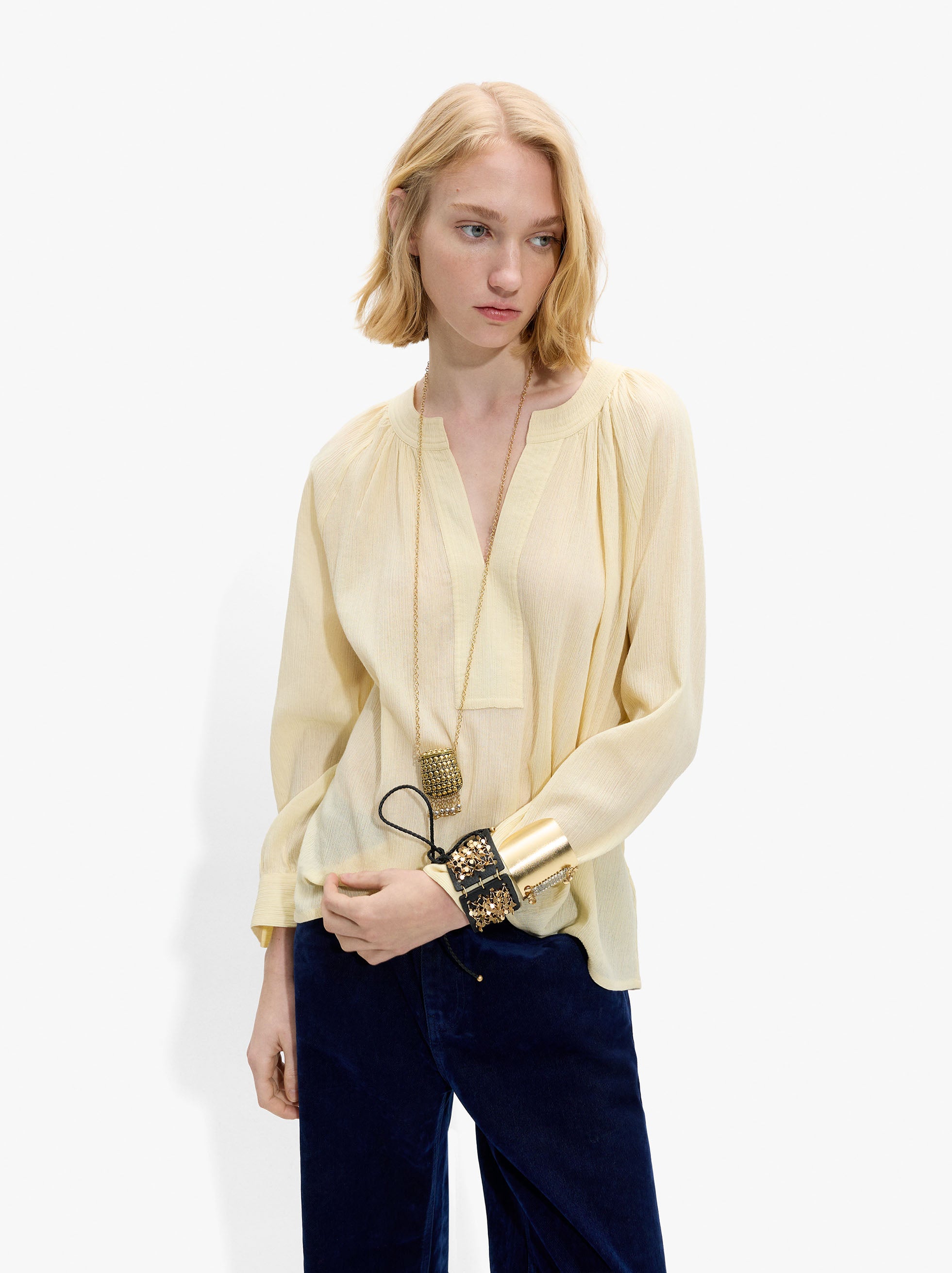 Blusa Lisa Con Textura 100% Algodón