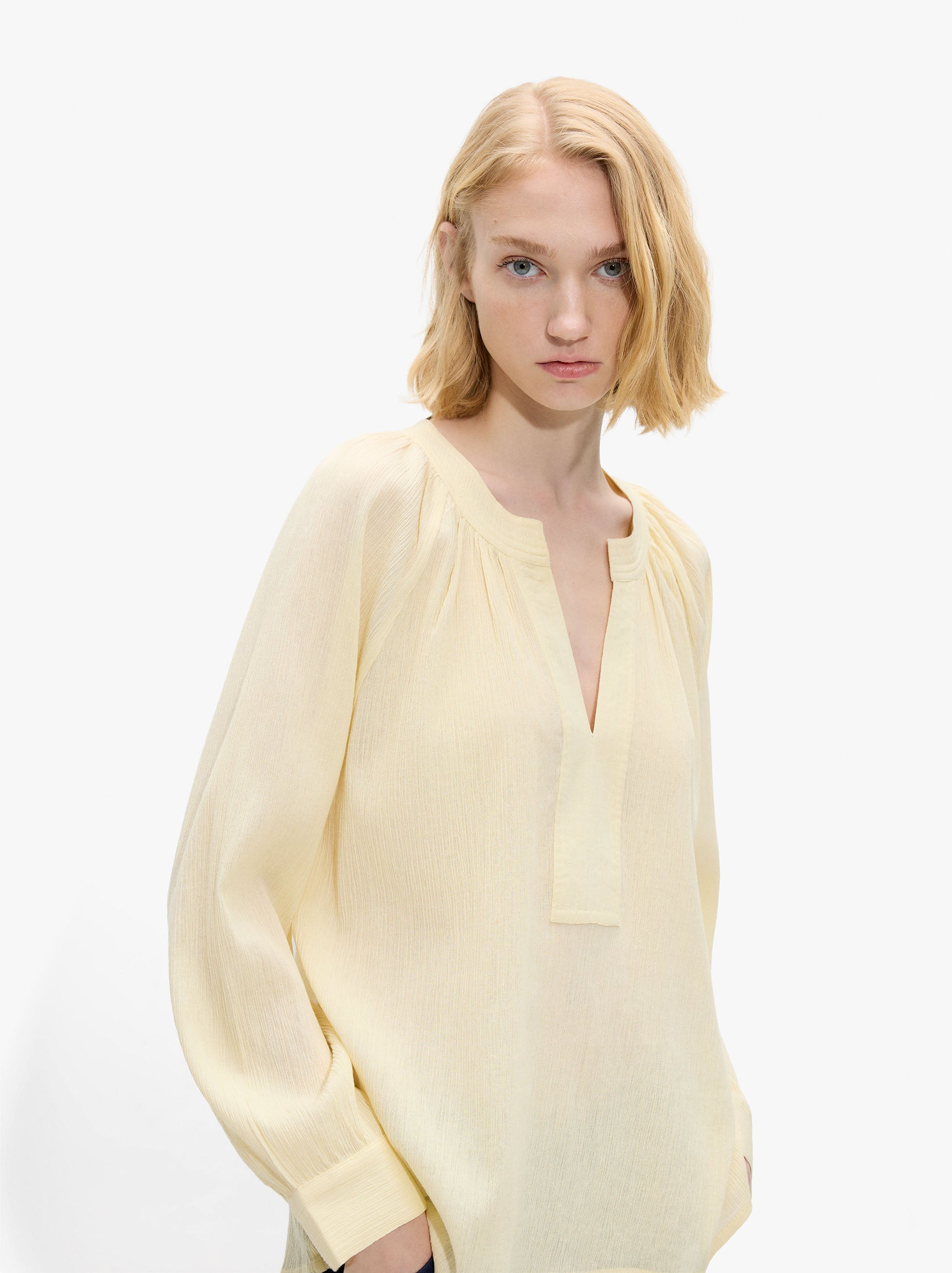 Blusa Lisa Con Textura 100% Algodón