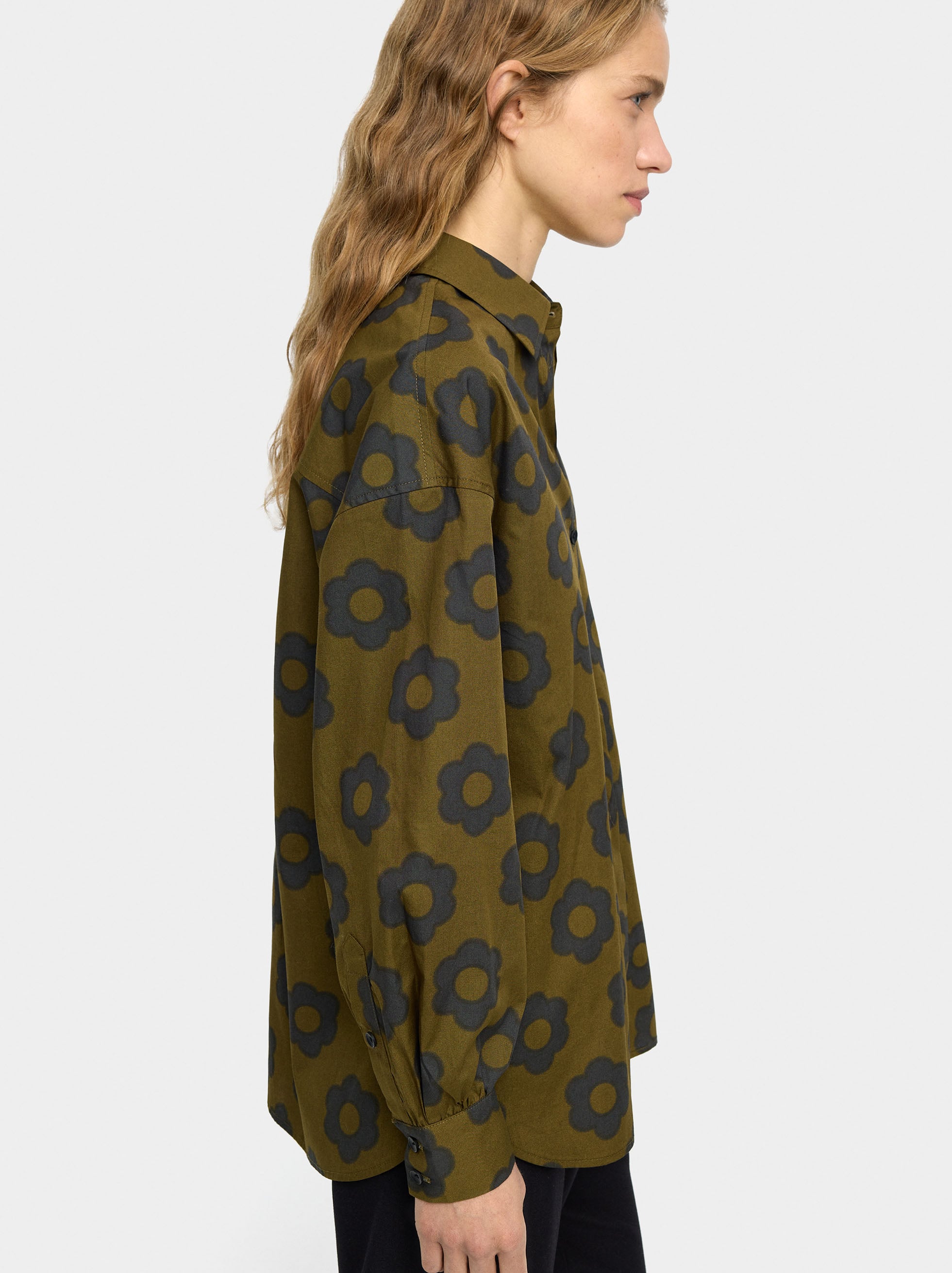 Camisa Con Estampado Floral 100% Algodón