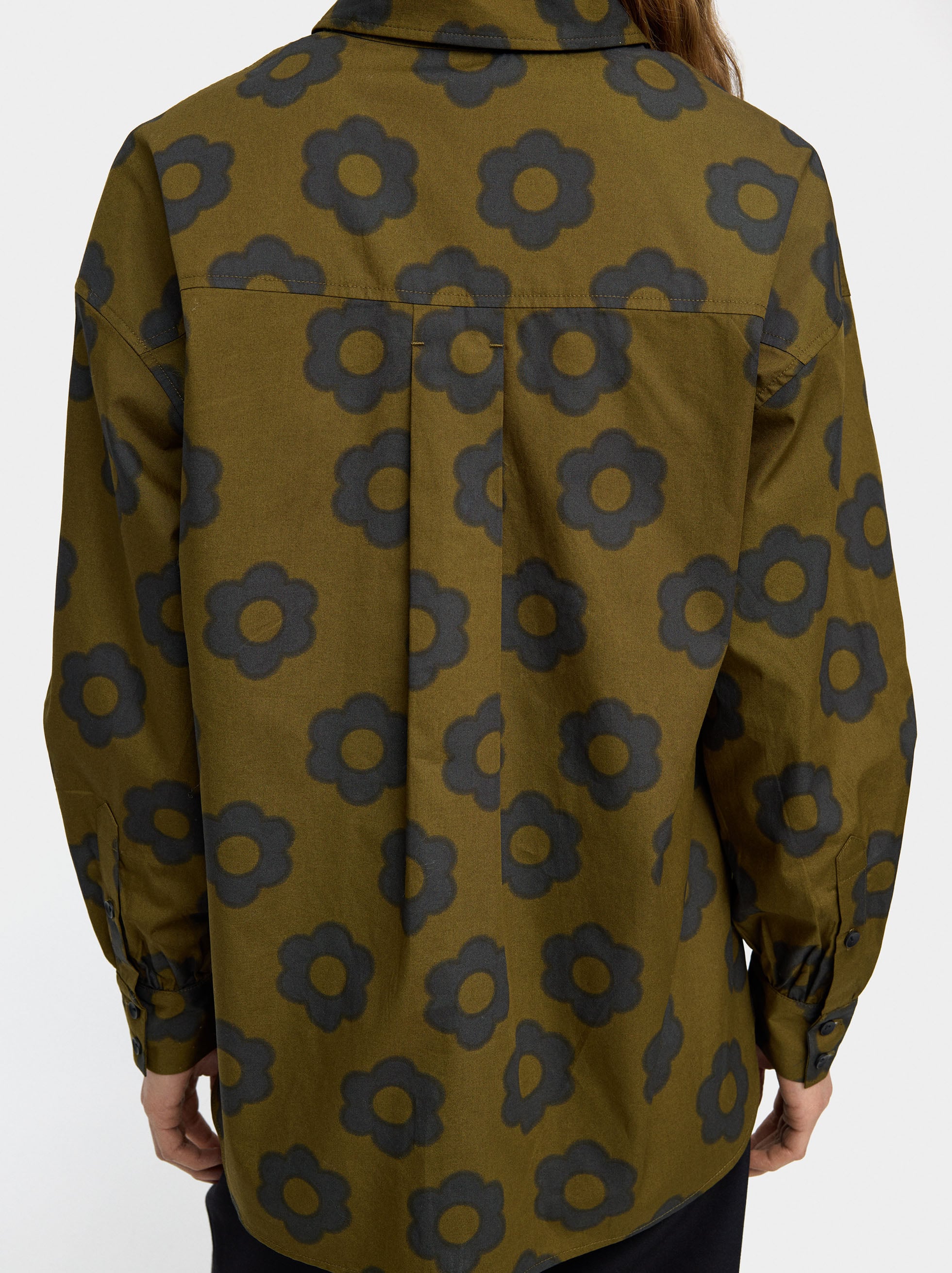 Camisa Con Estampado Floral 100% Algodón