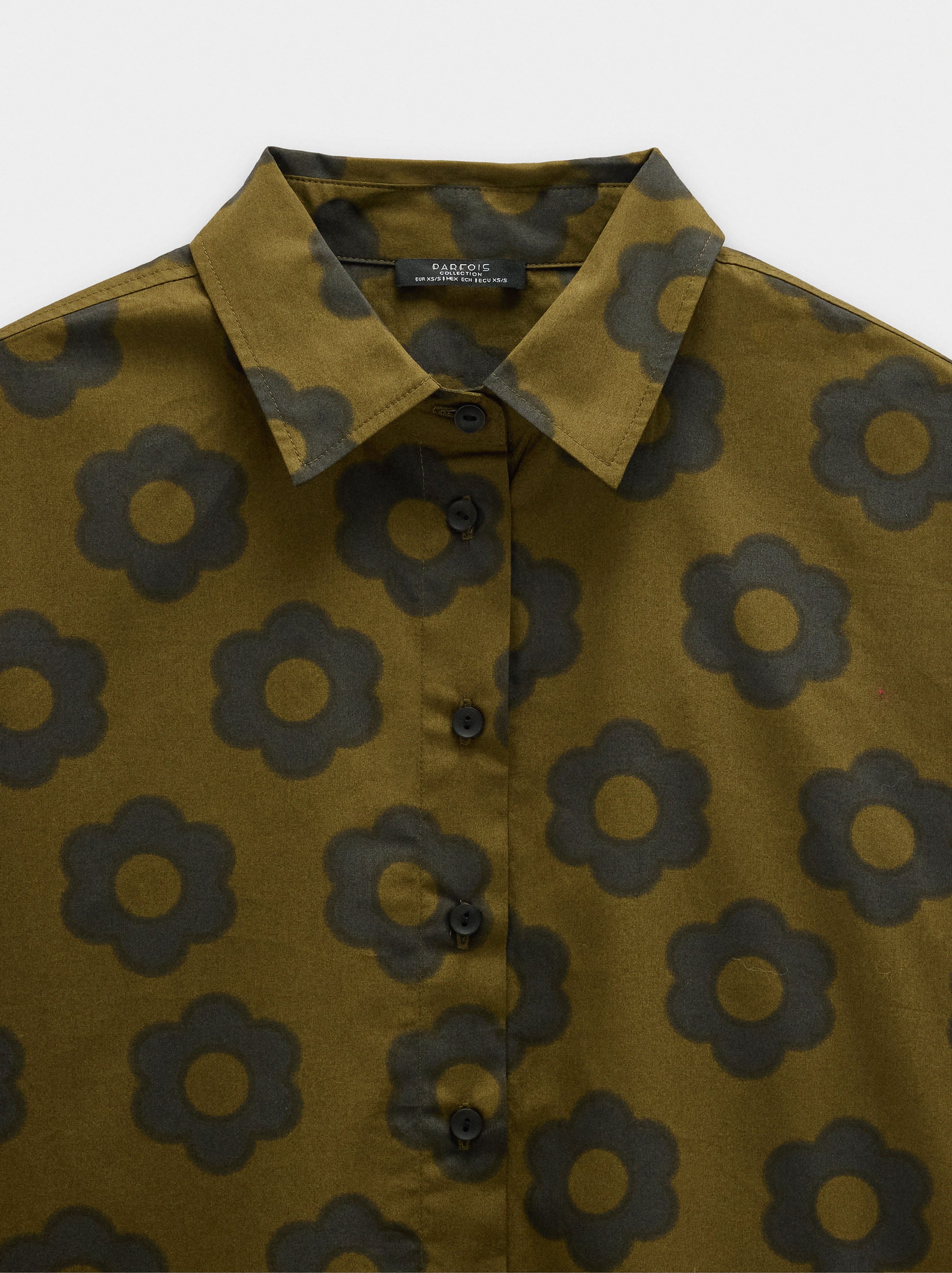 Camisa Con Estampado Floral 100% Algodón
