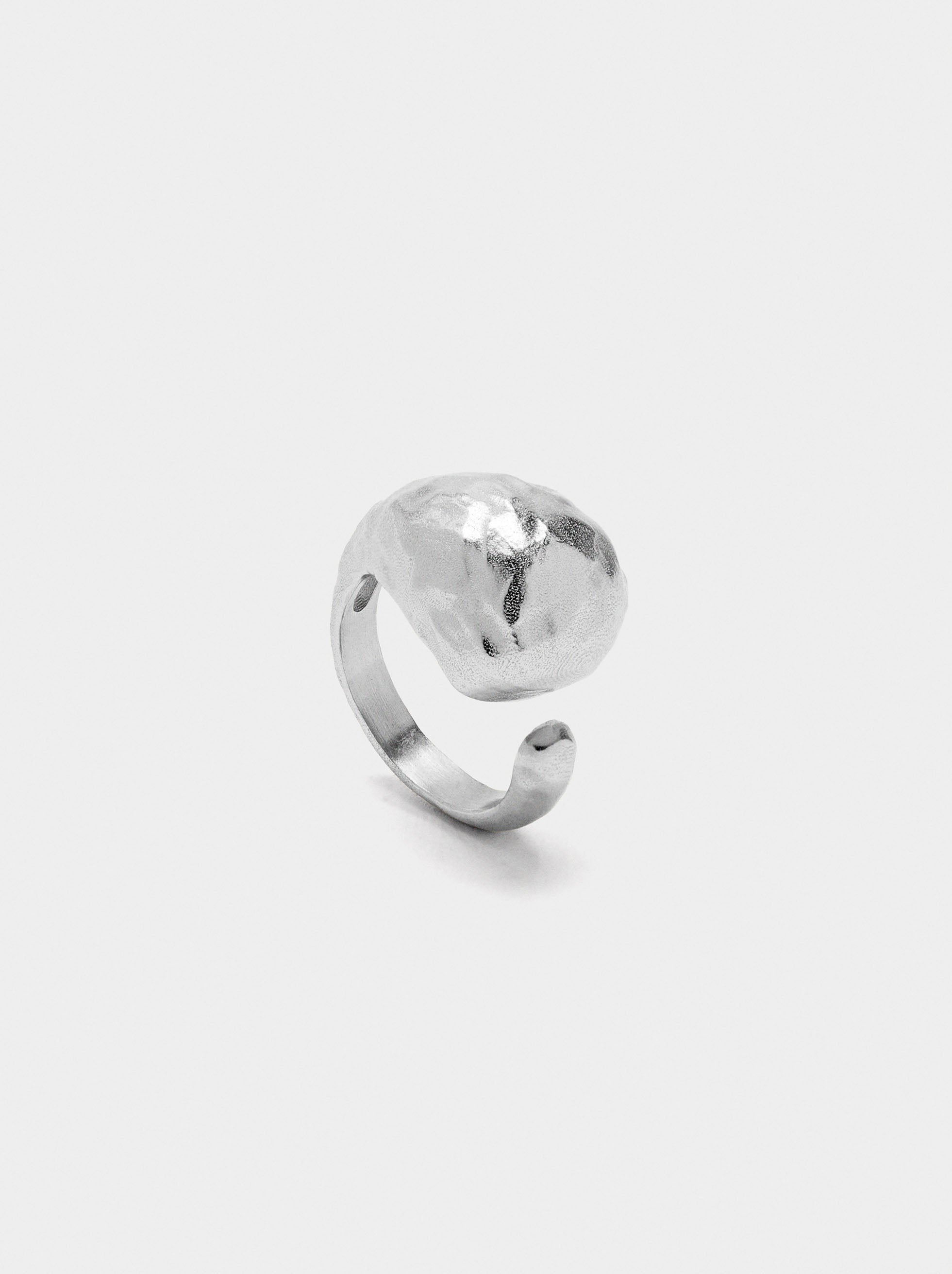Anillo Abierto Asimétrico - Baño De Plata