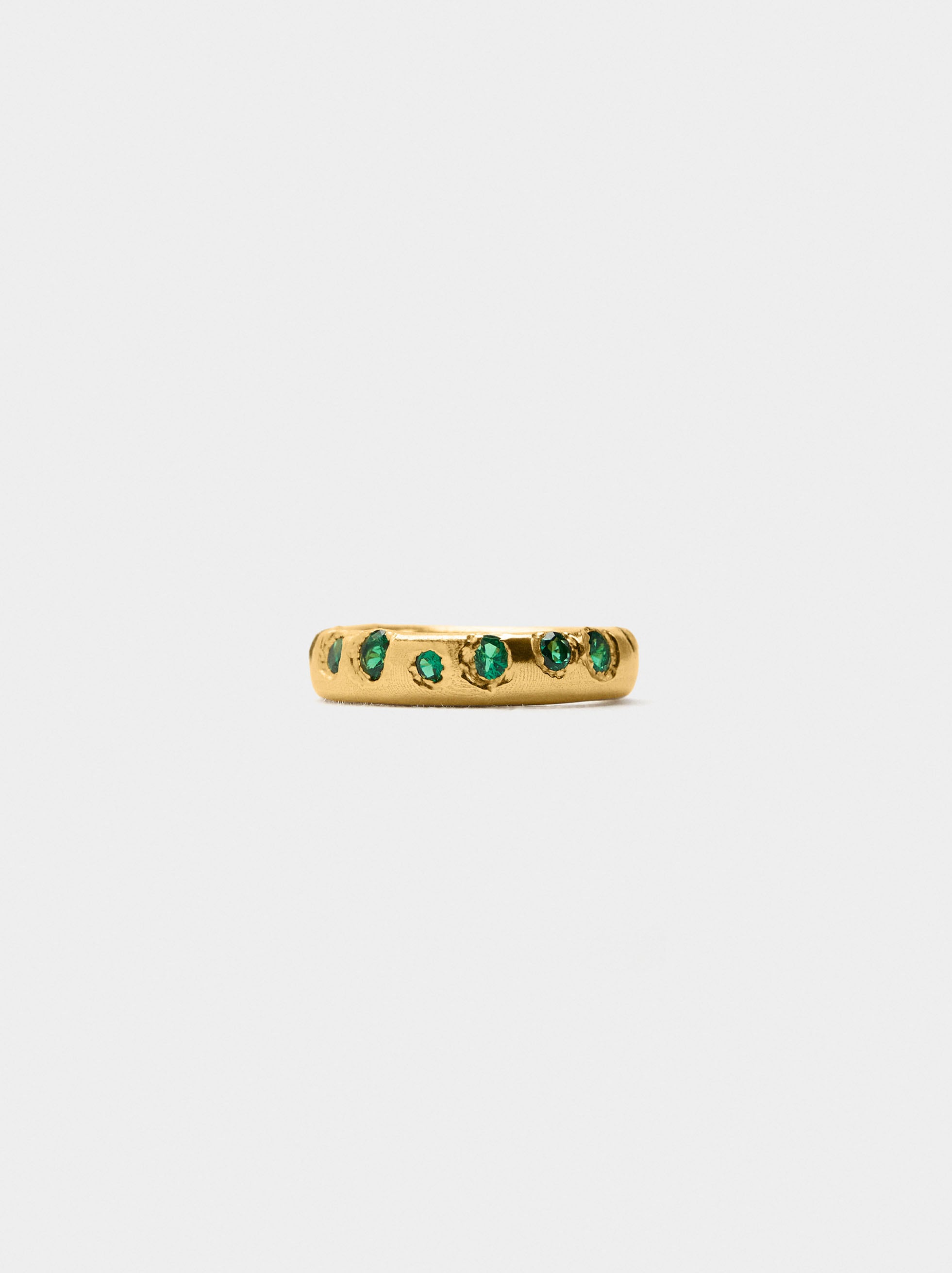 Anillo Irregular Con Piedras - Baño De Oro 18k