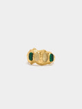 Anillo Irregular Con Piedras - Baño De Oro 18k