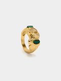 Anillo Irregular Con Piedras - Baño De Oro 18k
