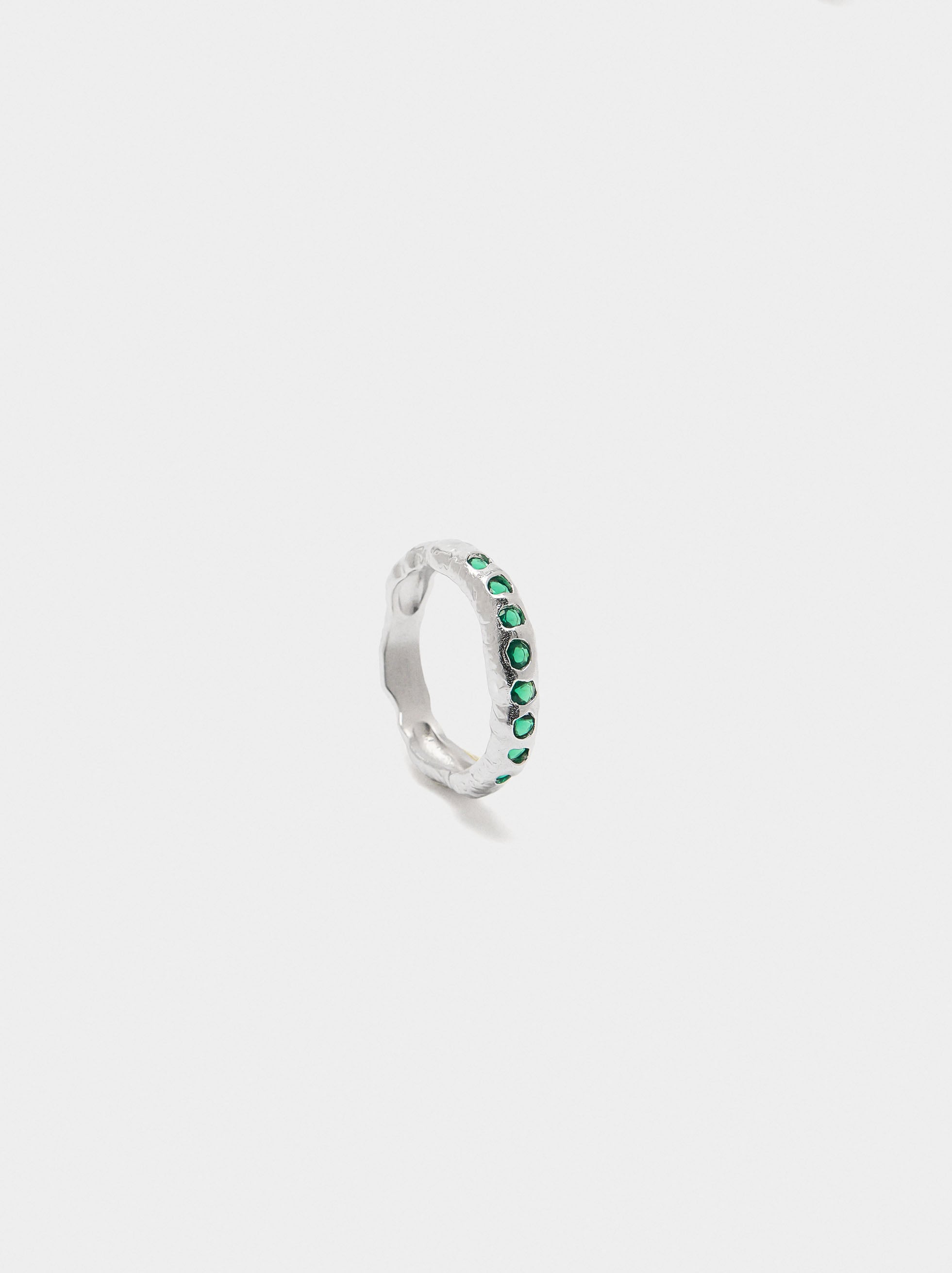 Anillo Irregular Con Piedras - Baño De Plata
