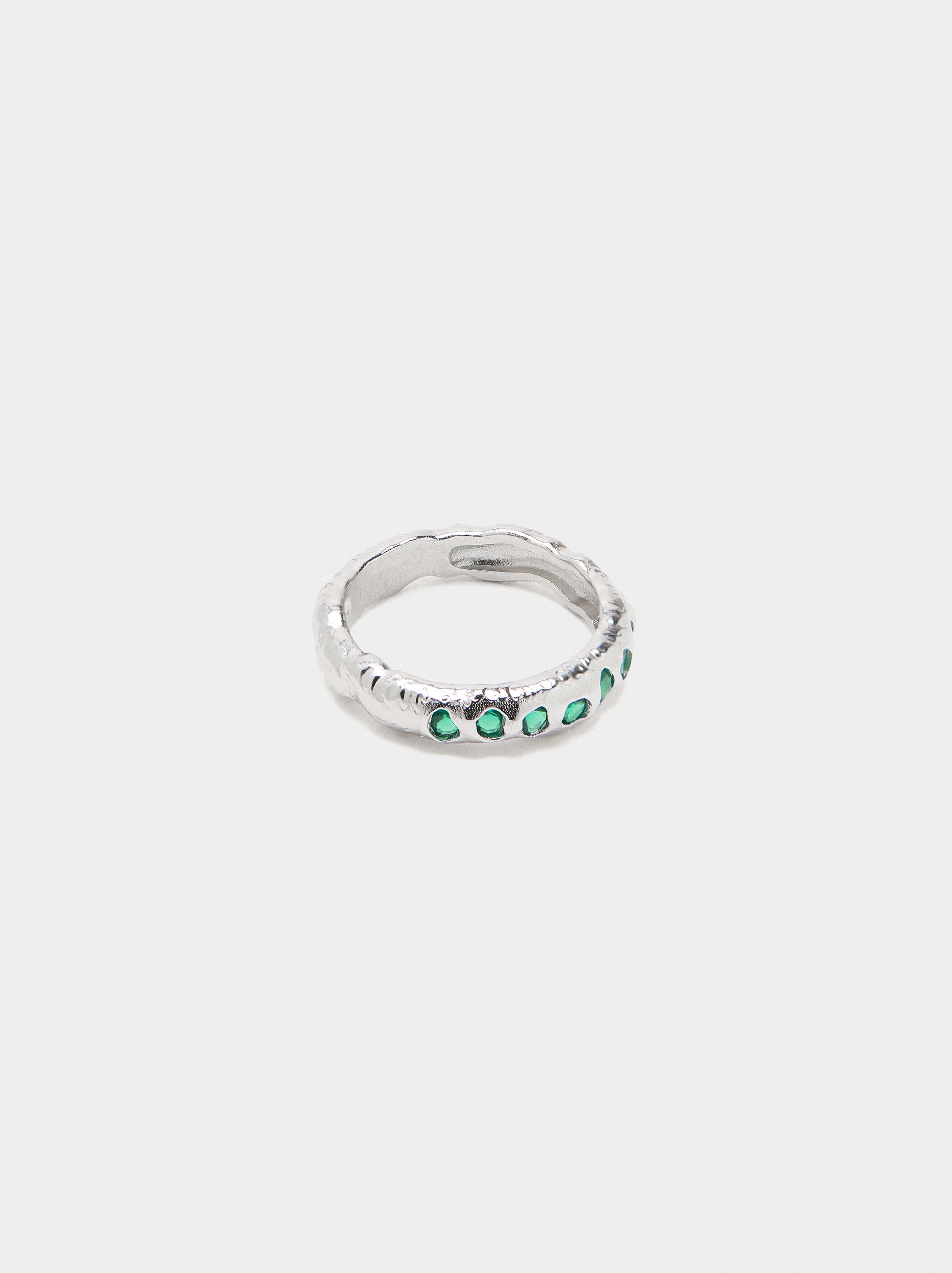 Anillo Irregular Con Piedras - Baño De Plata