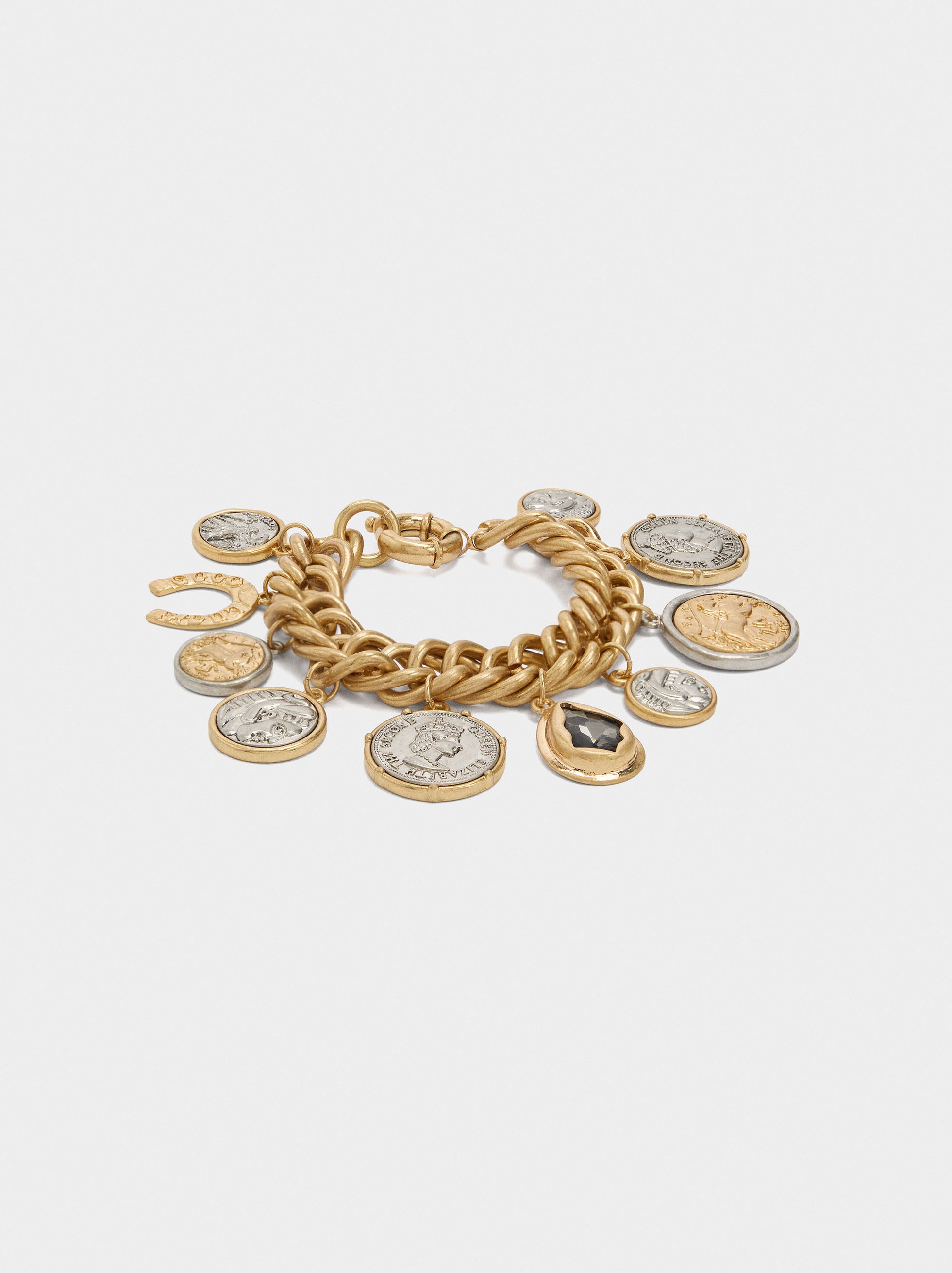 Pulsera Bicolor Con Monedas
