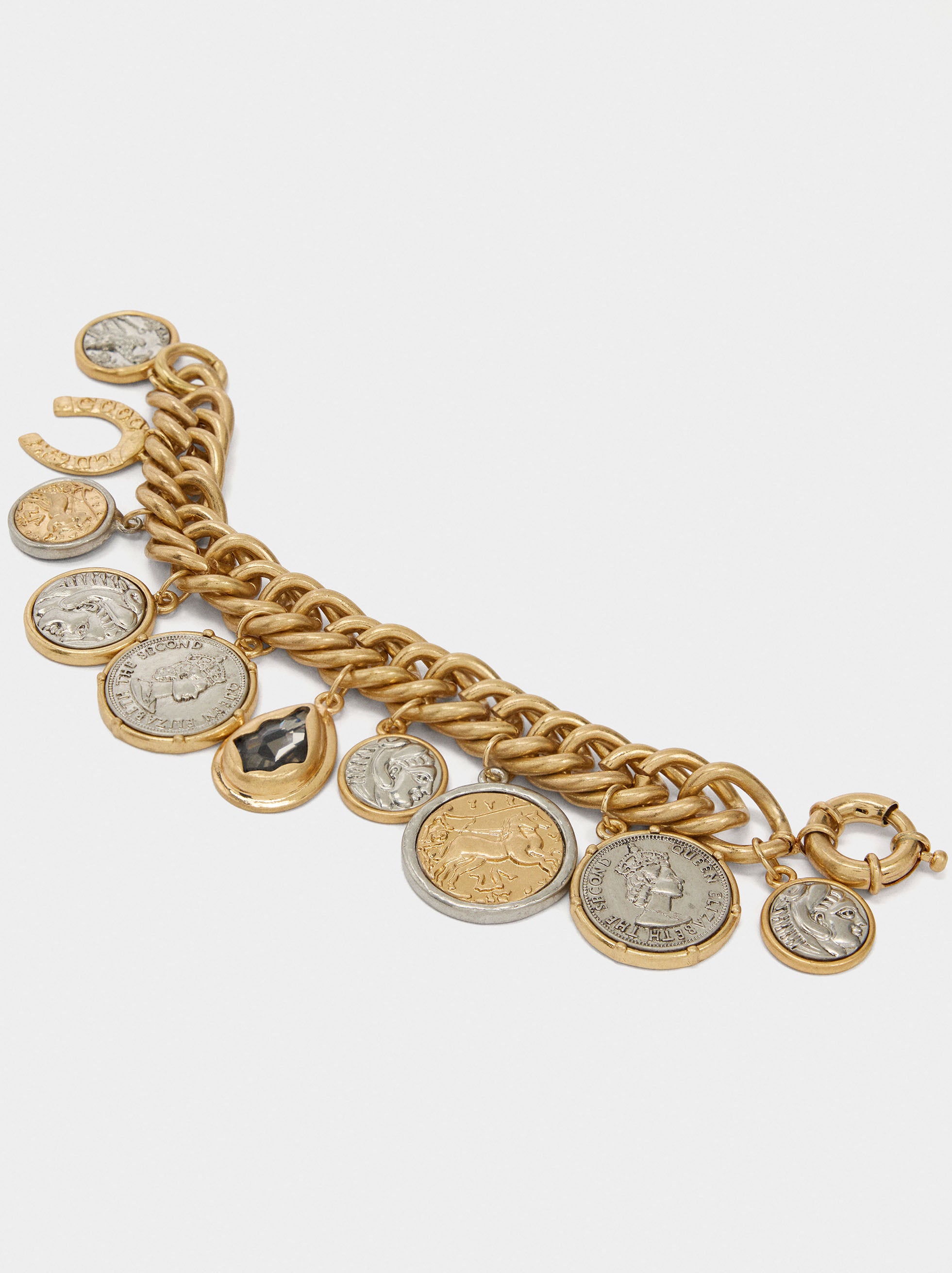 Pulsera Bicolor Con Monedas