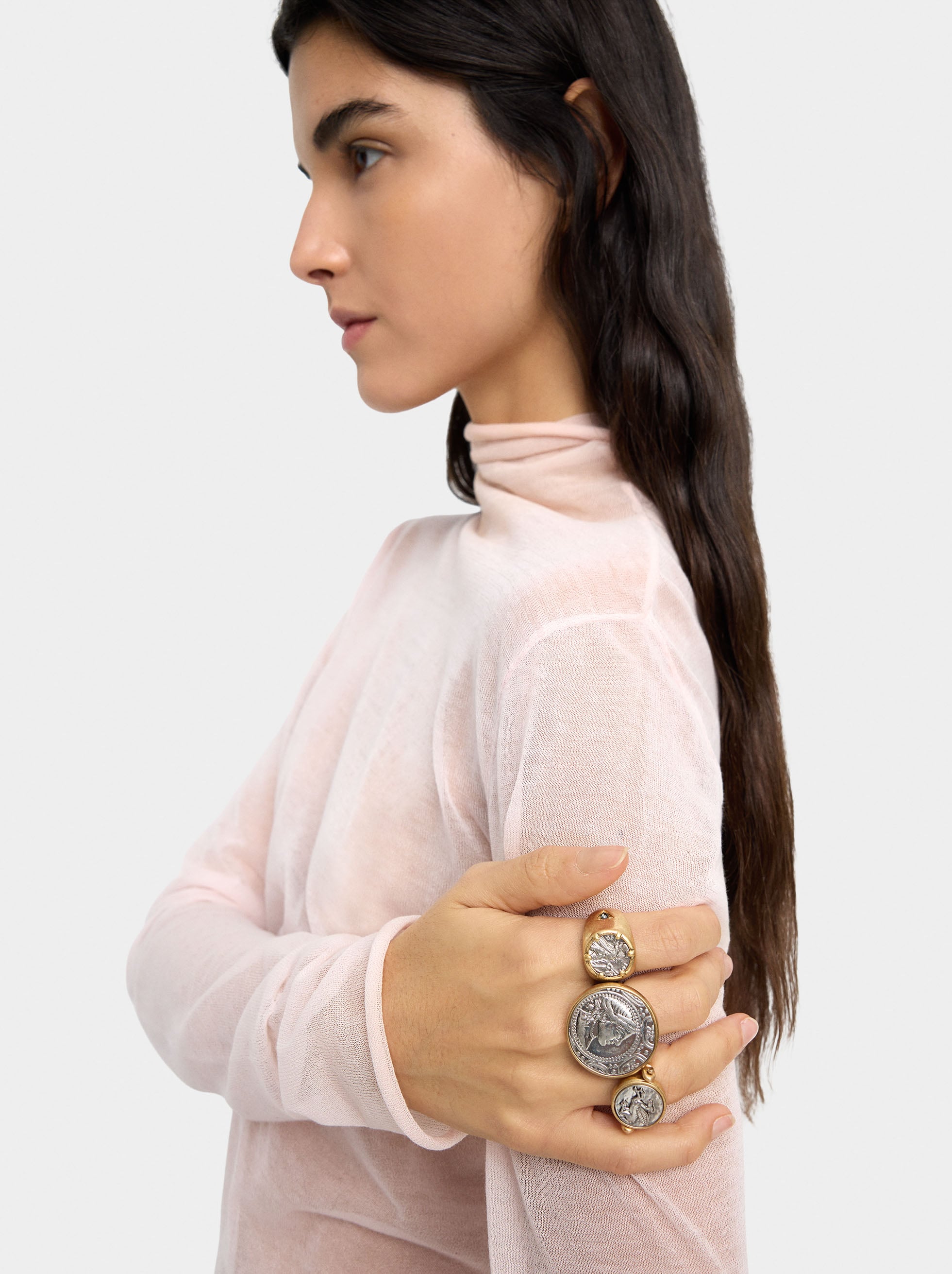 Anillo Bicolor Con Moneda