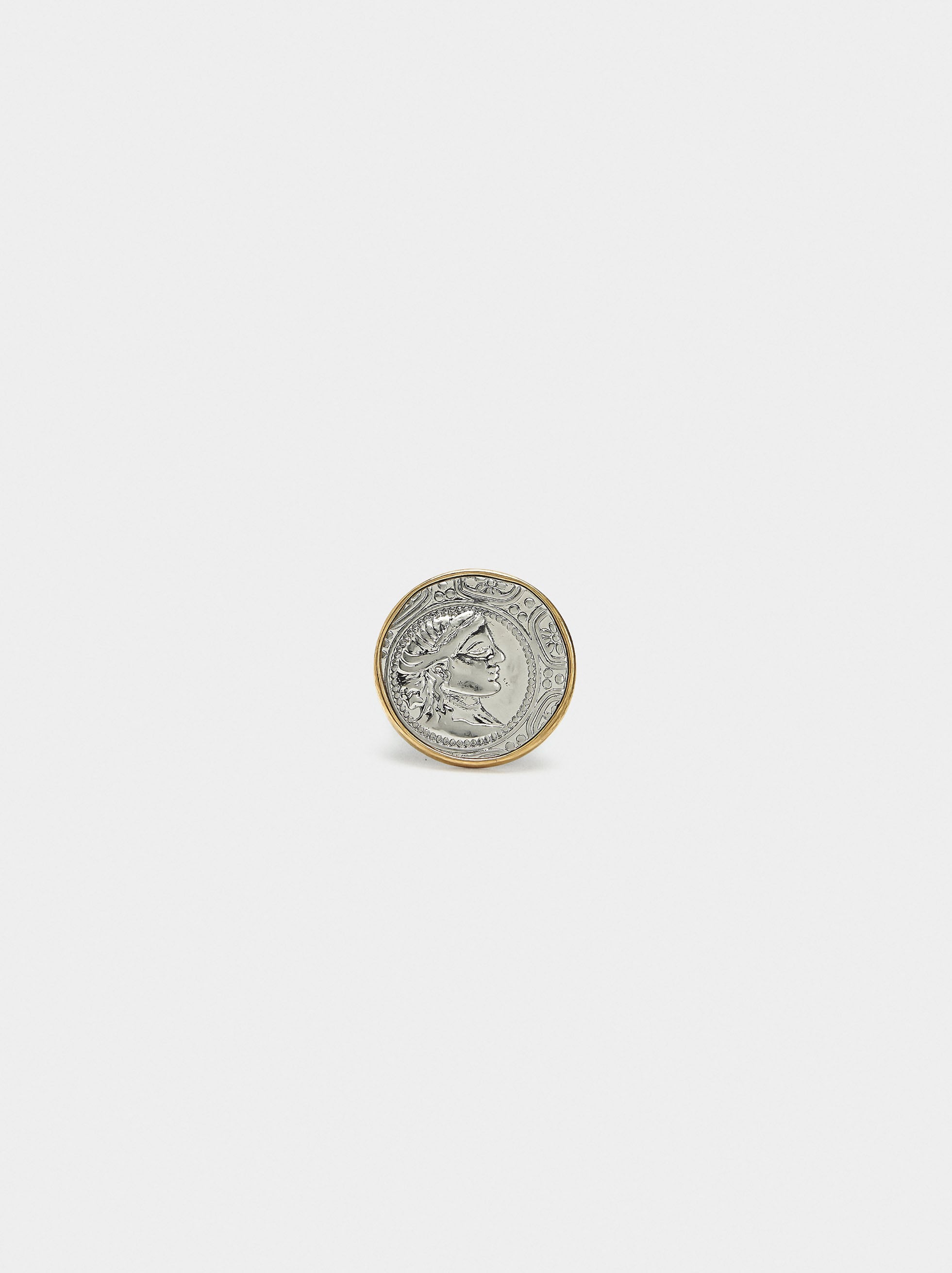 Anillo Bicolor Con Moneda