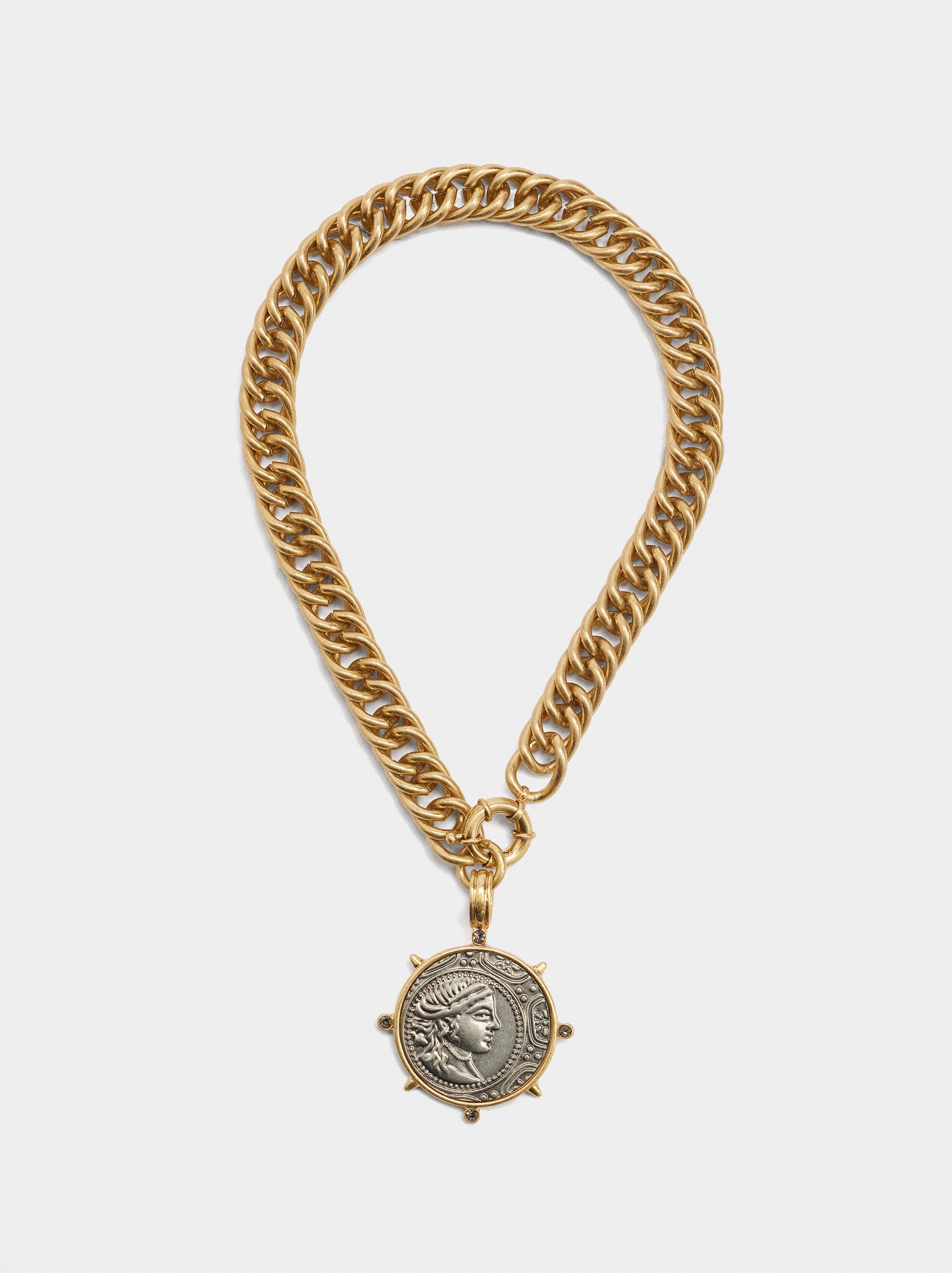 Collar Bicolor Con Moneda