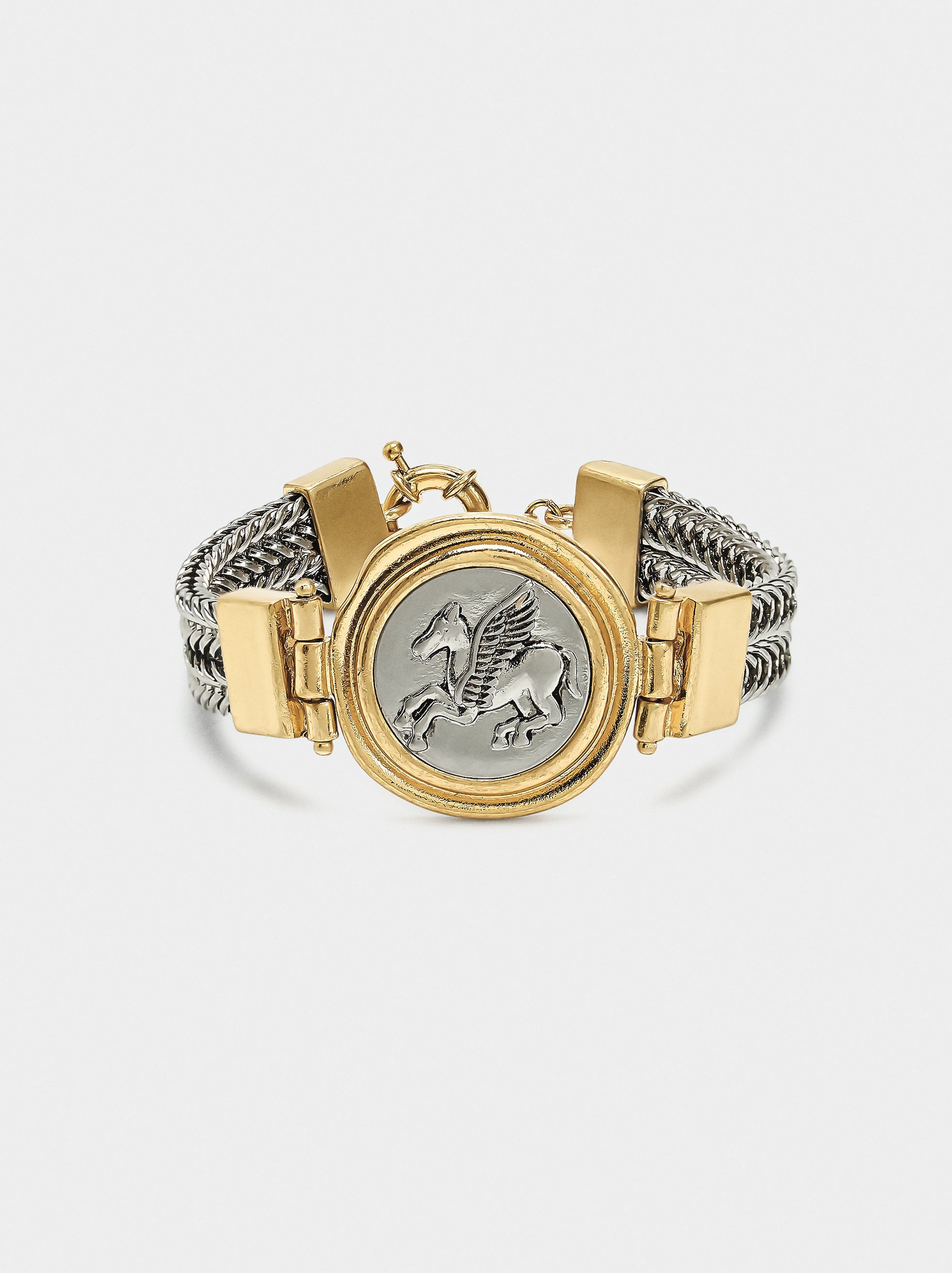 Pulsera Bicolor Con Moneda